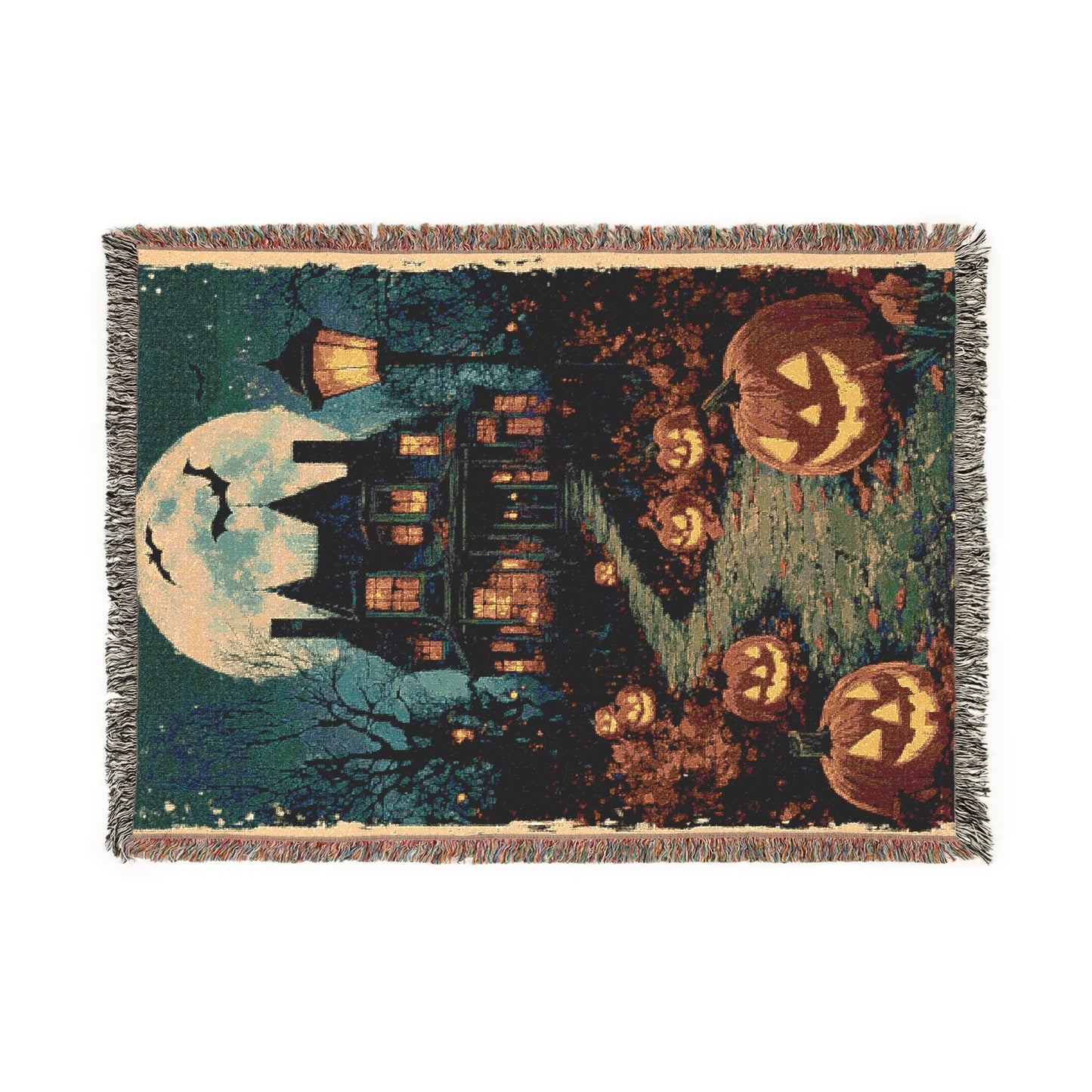 Cozy Woven Blanket Haunted House