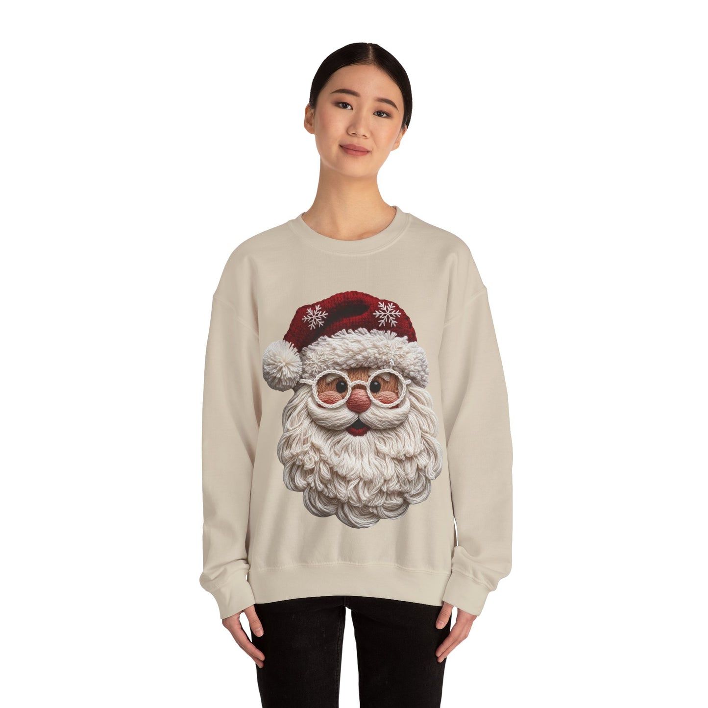 Faux Yarn Festive Santa Crewneck Sweatshirt