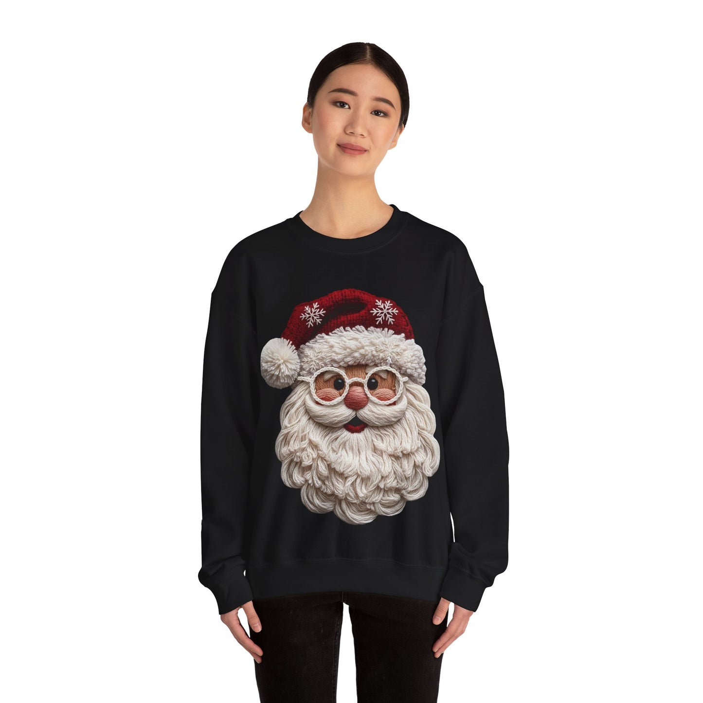 Faux Yarn Festive Santa Crewneck Sweatshirt