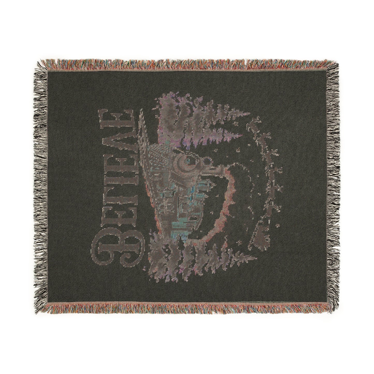 Cozy Holiday Woven Blanket - "Believe" Train