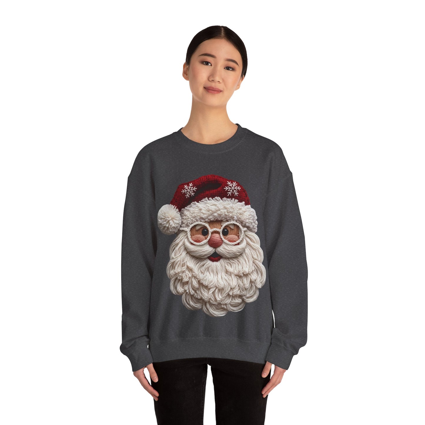 Faux Yarn Festive Santa Crewneck Sweatshirt