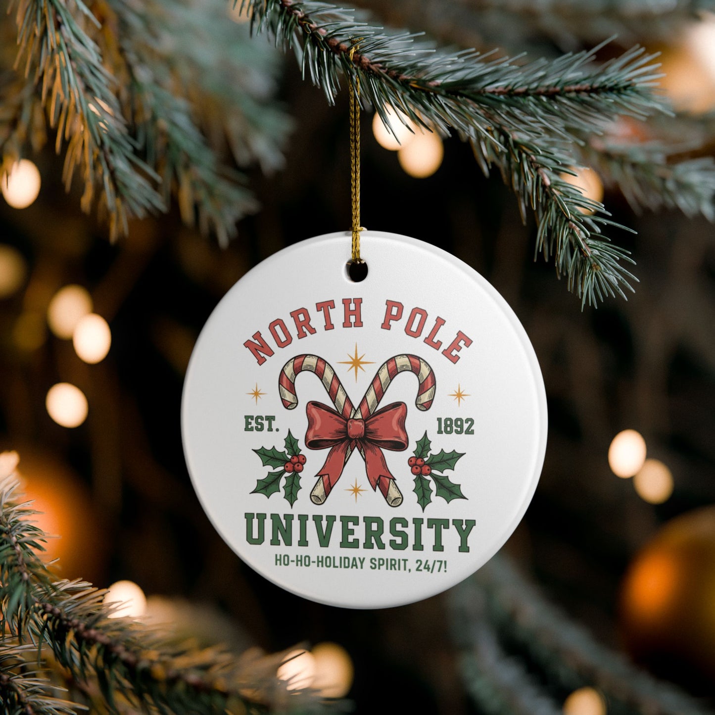 North Pole University Christmas Ornament