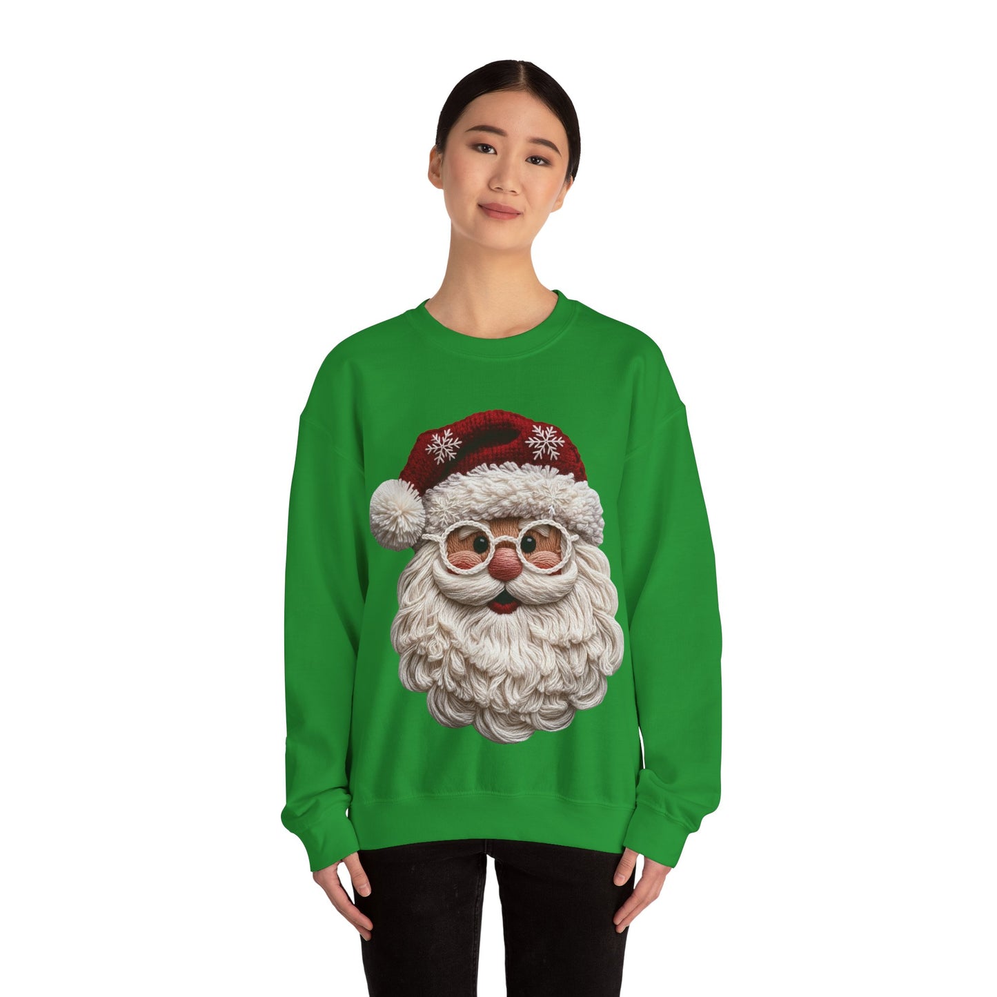 Faux Yarn Festive Santa Crewneck Sweatshirt