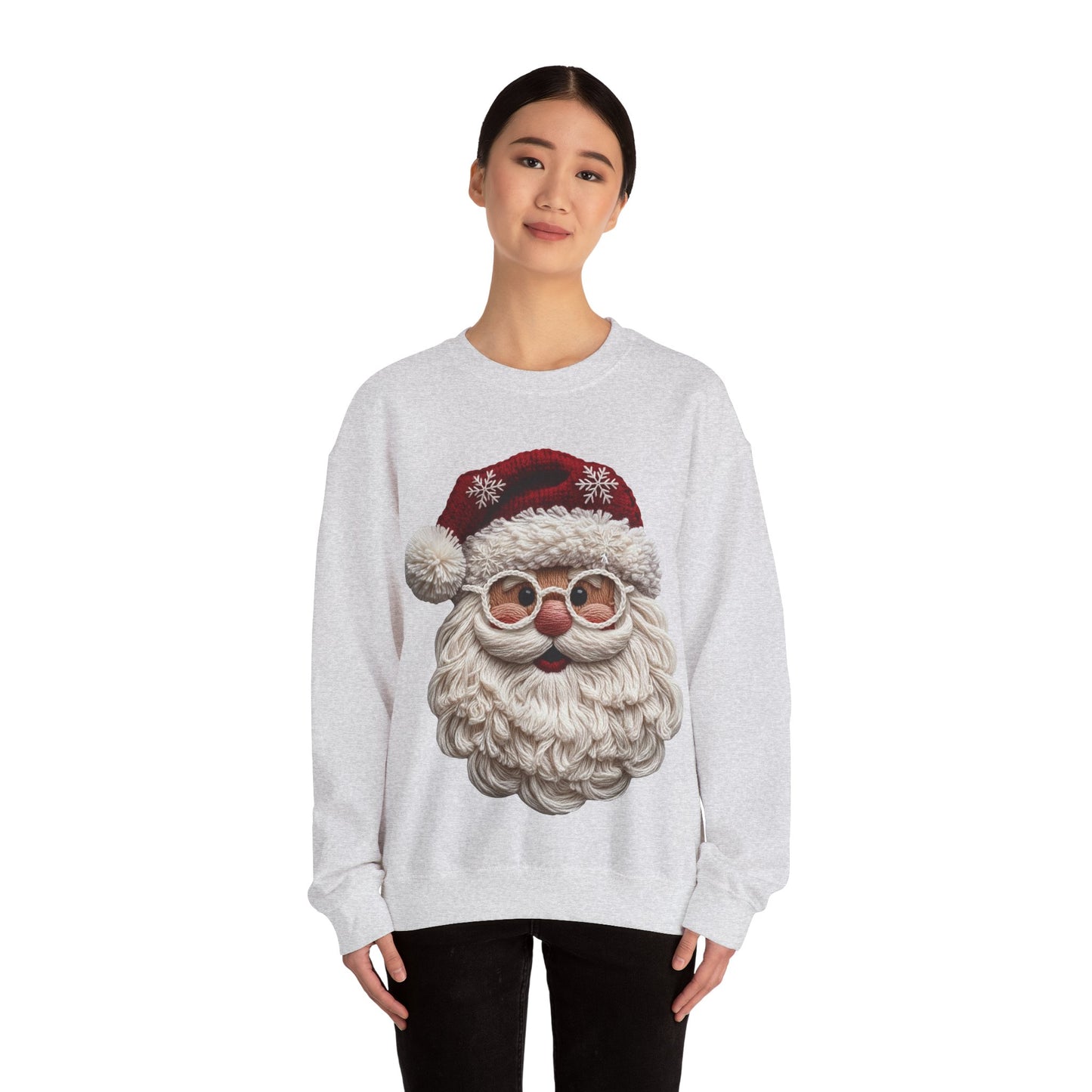 Faux Yarn Festive Santa Crewneck Sweatshirt