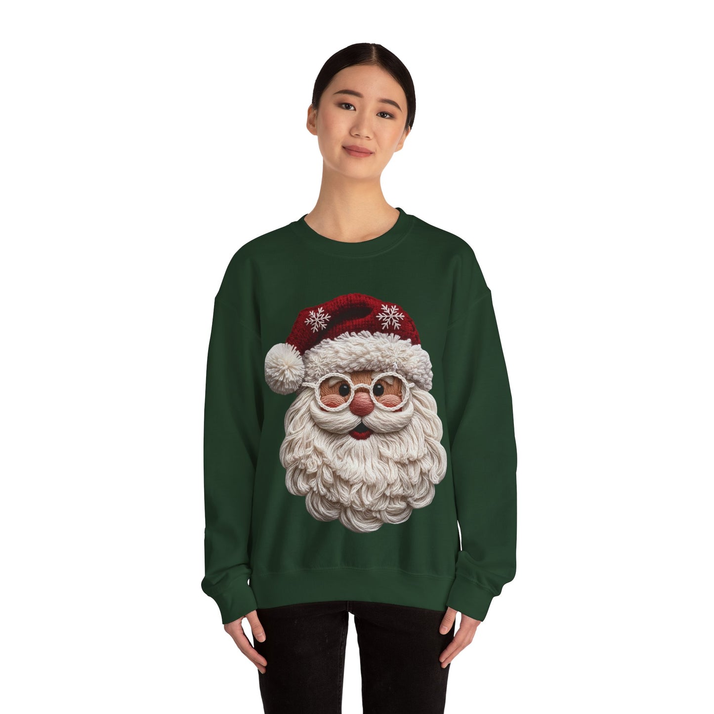 Faux Yarn Festive Santa Crewneck Sweatshirt