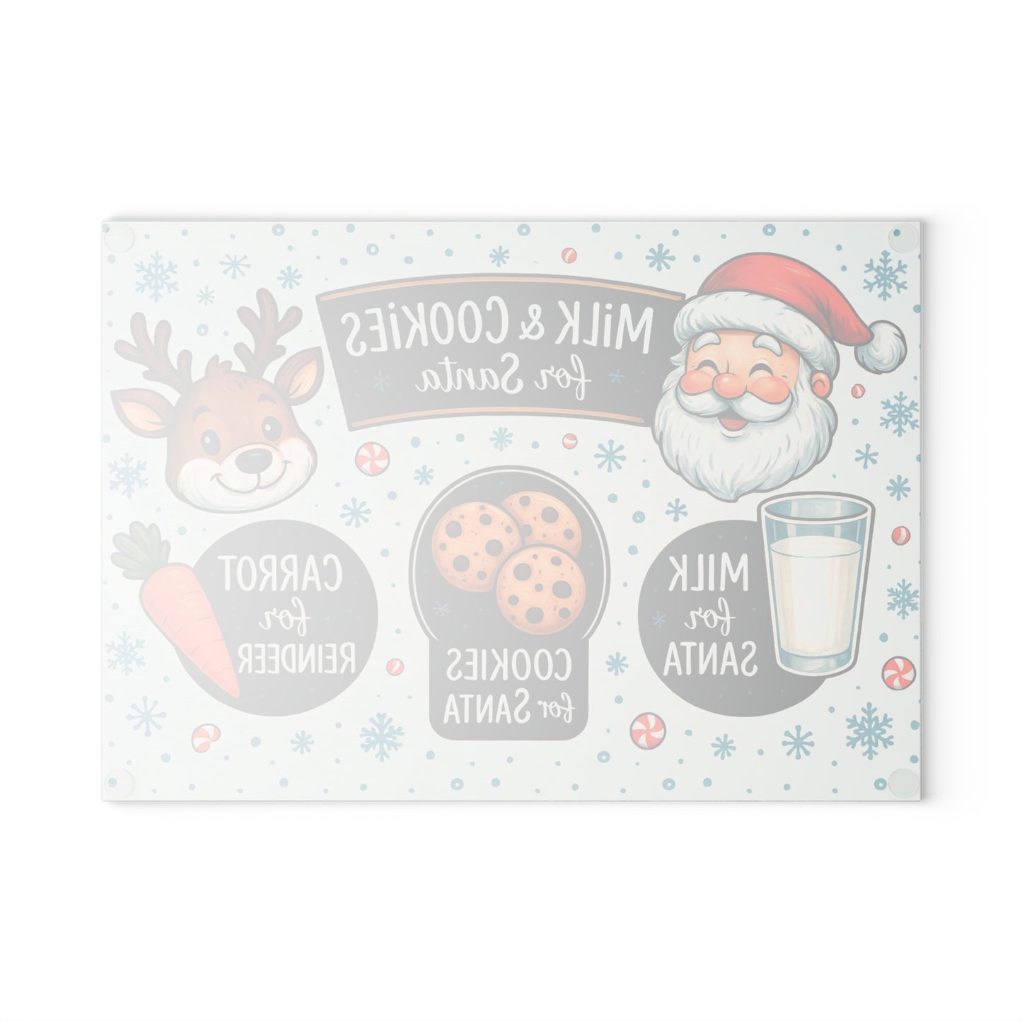 Festive Santa's Treats Glass Cutting Board - Holiday Kitchen Decor