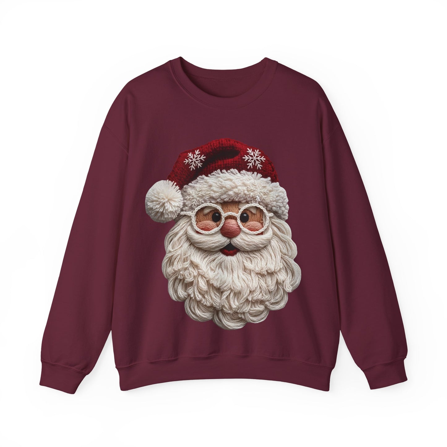 Faux Yarn Festive Santa Crewneck Sweatshirt