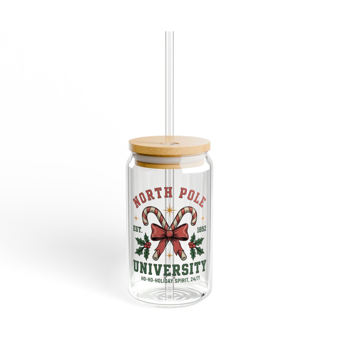 North Pole University 16oz Glass Cup