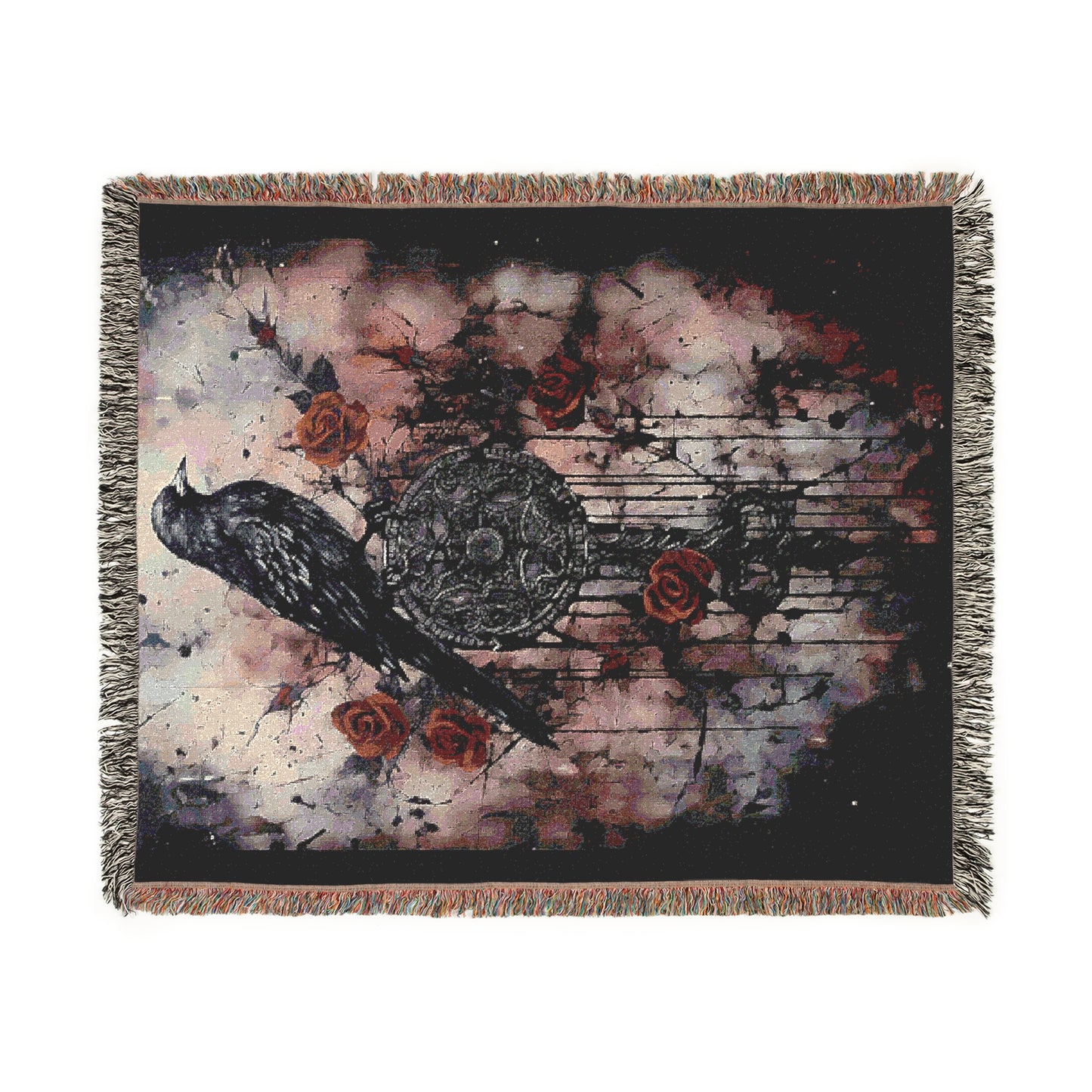 Cozy Woven Blanket Gothic Crow
