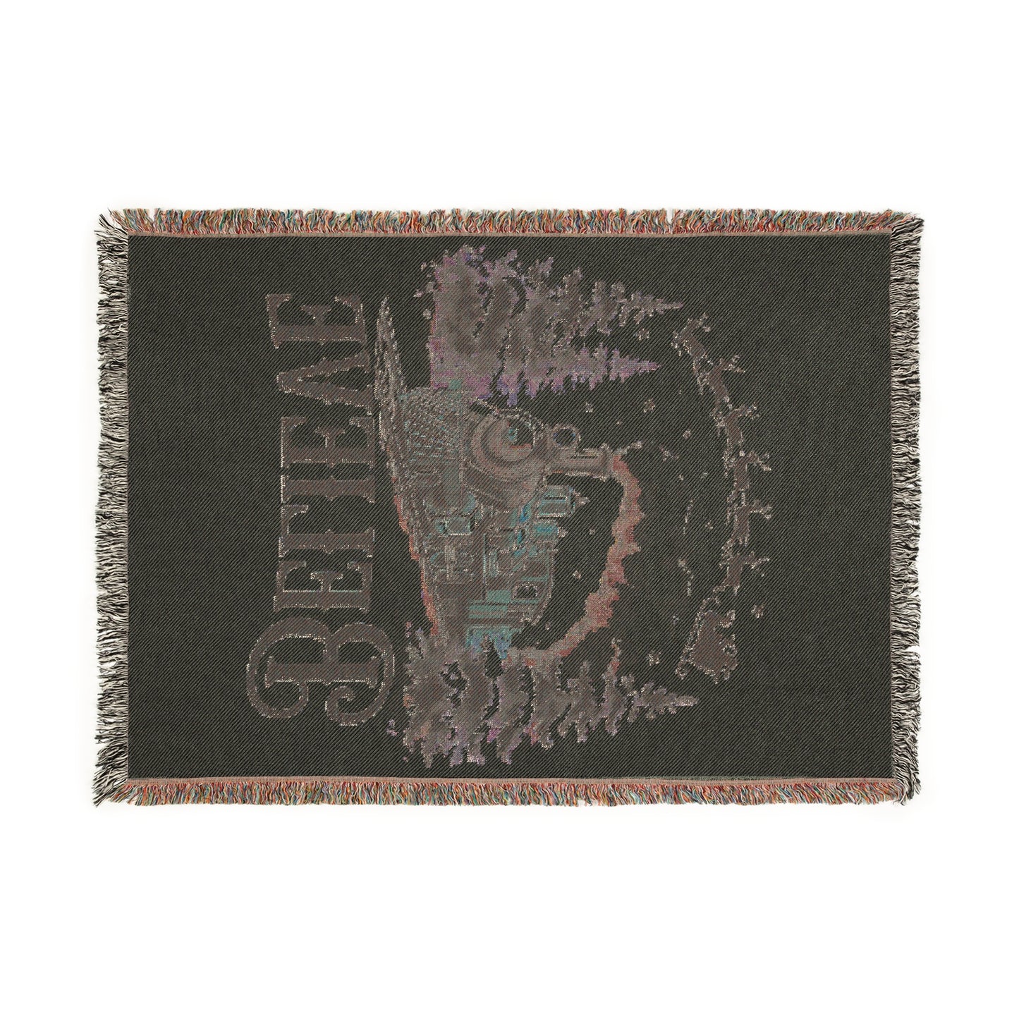 Cozy Holiday Woven Blanket - "Believe" Train