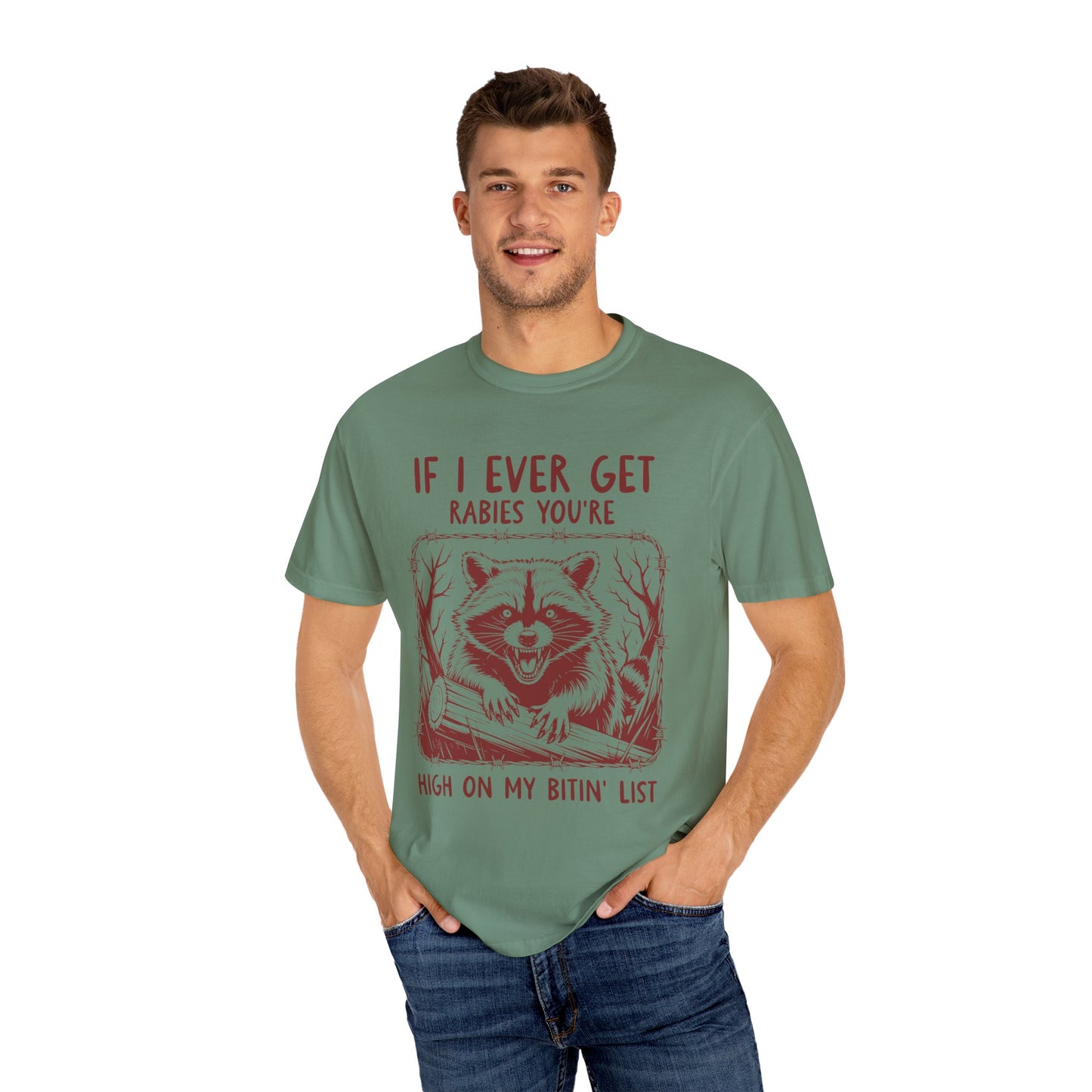 Funny Racoon Bitin' List Tee
