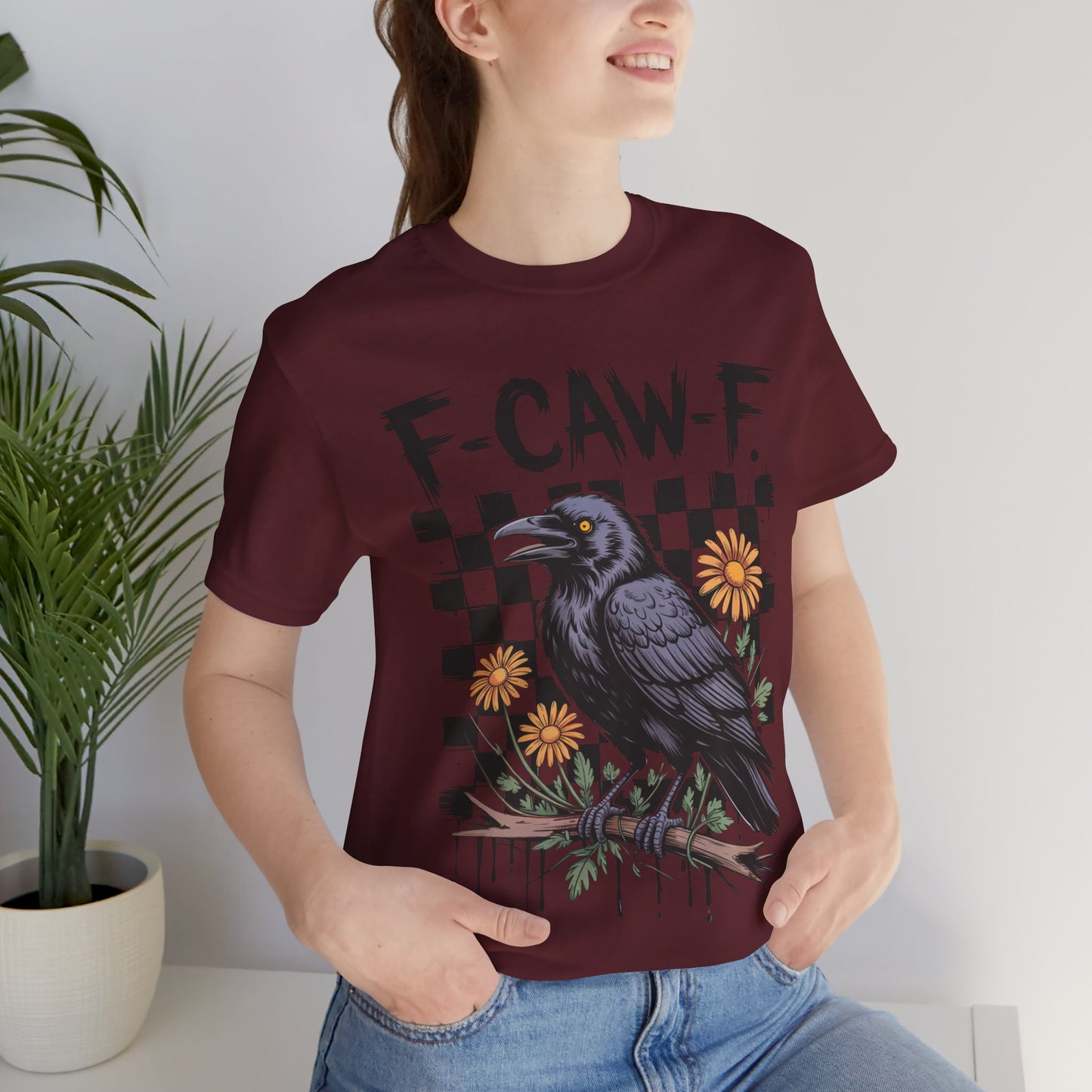 F-caw-f Raven Edgy Raven Graphic Tee