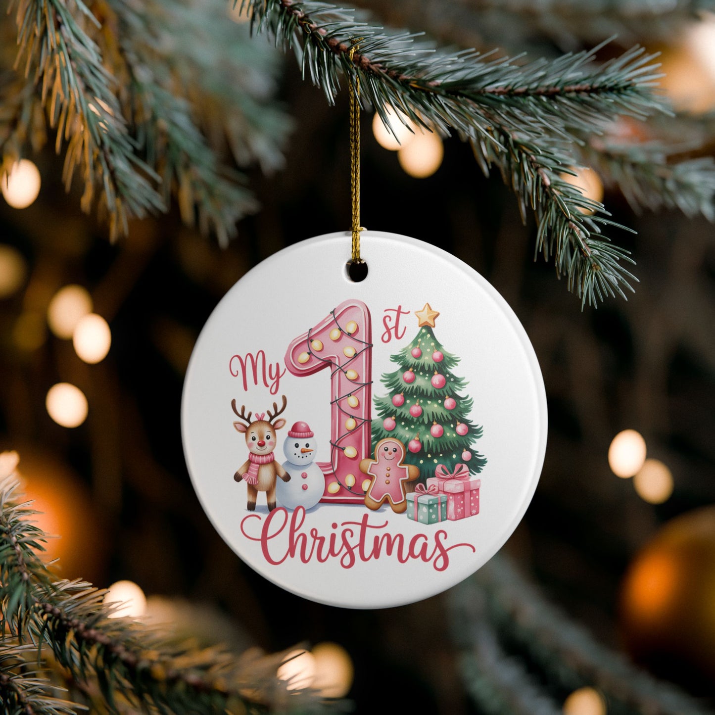 Pink 1st Christmas Ornament