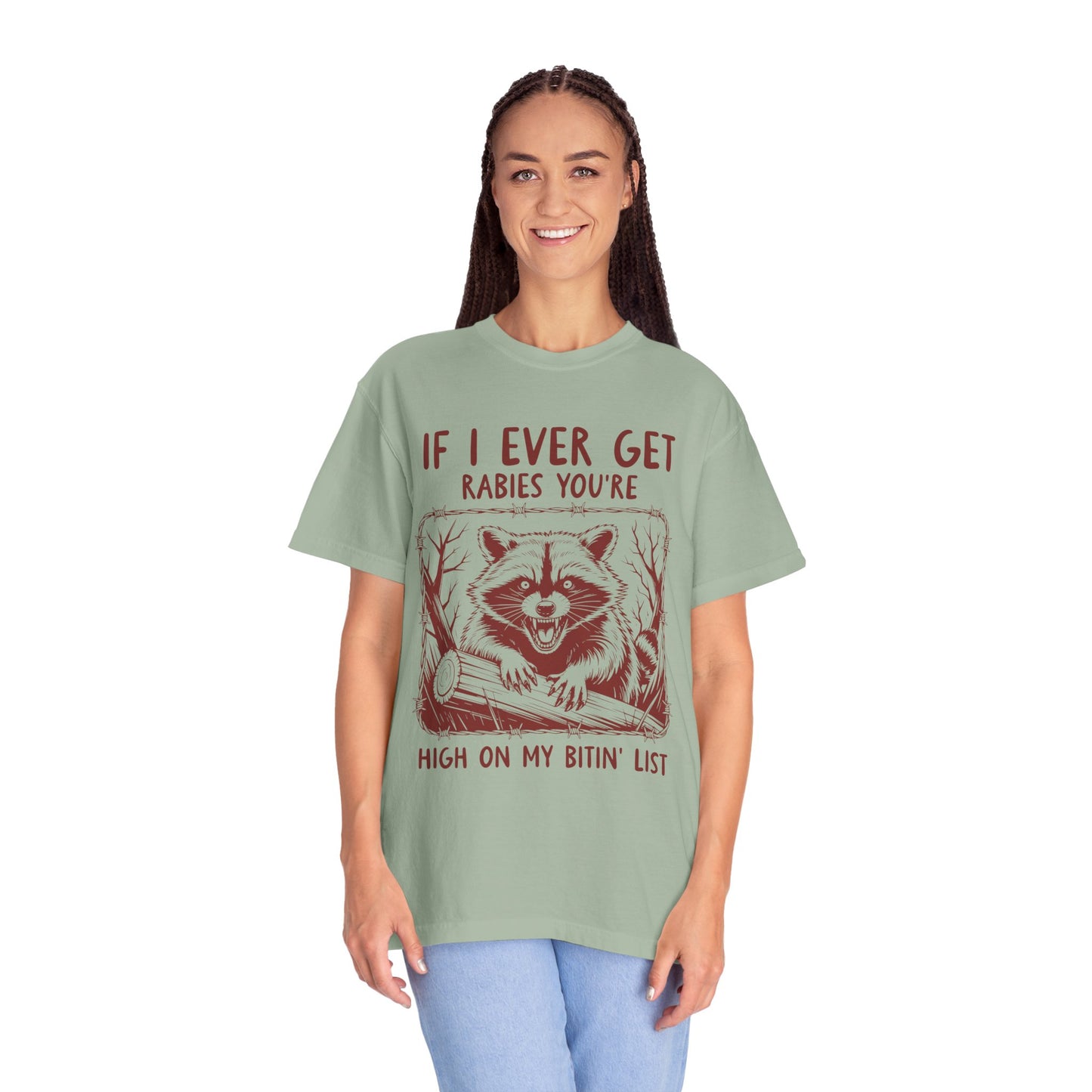 Funny Racoon Bitin' List Tee