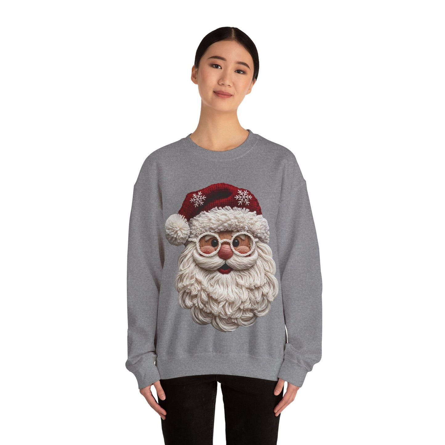 Faux Yarn Festive Santa Crewneck Sweatshirt