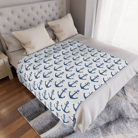 Nautical Anchor Minky Blanket