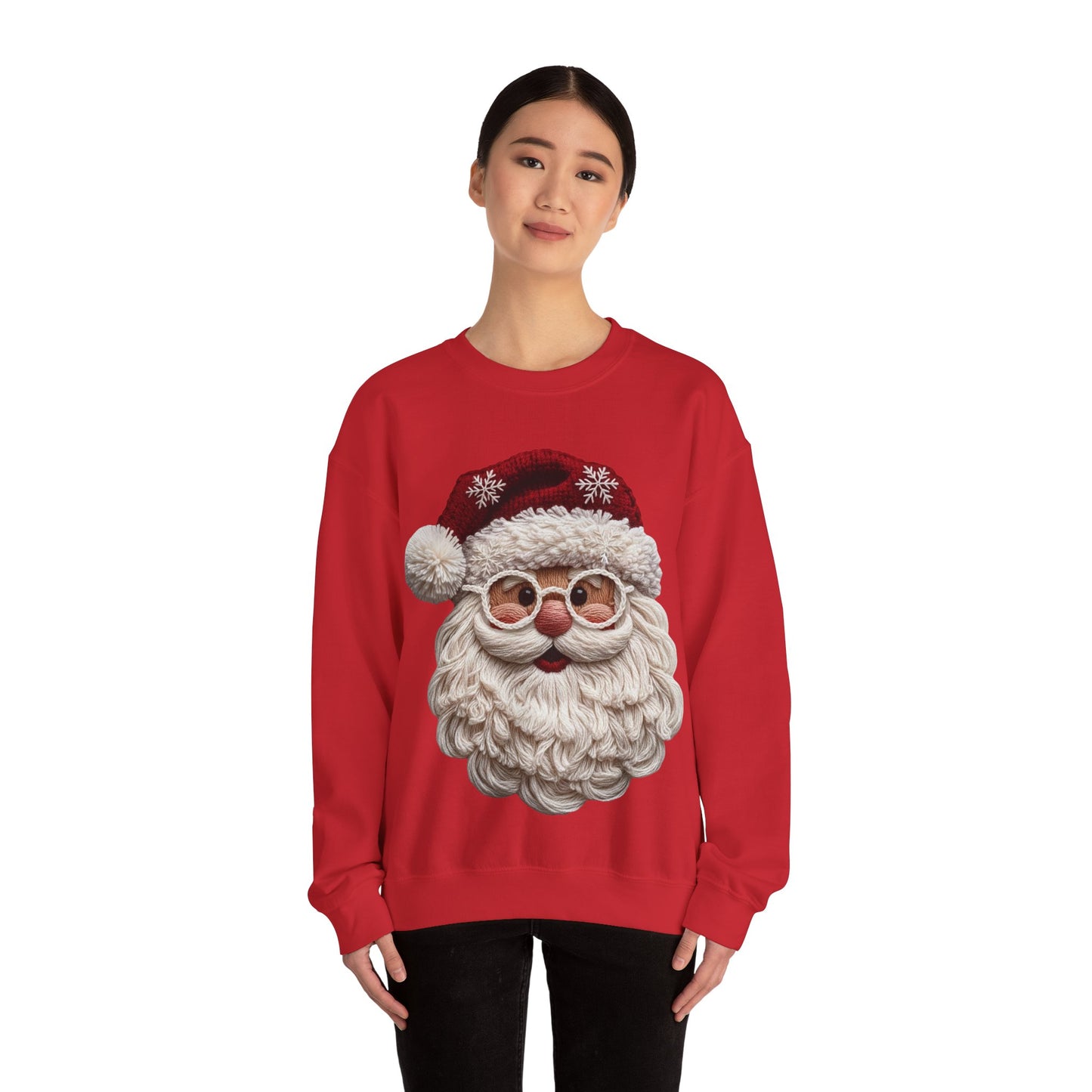 Faux Yarn Festive Santa Crewneck Sweatshirt