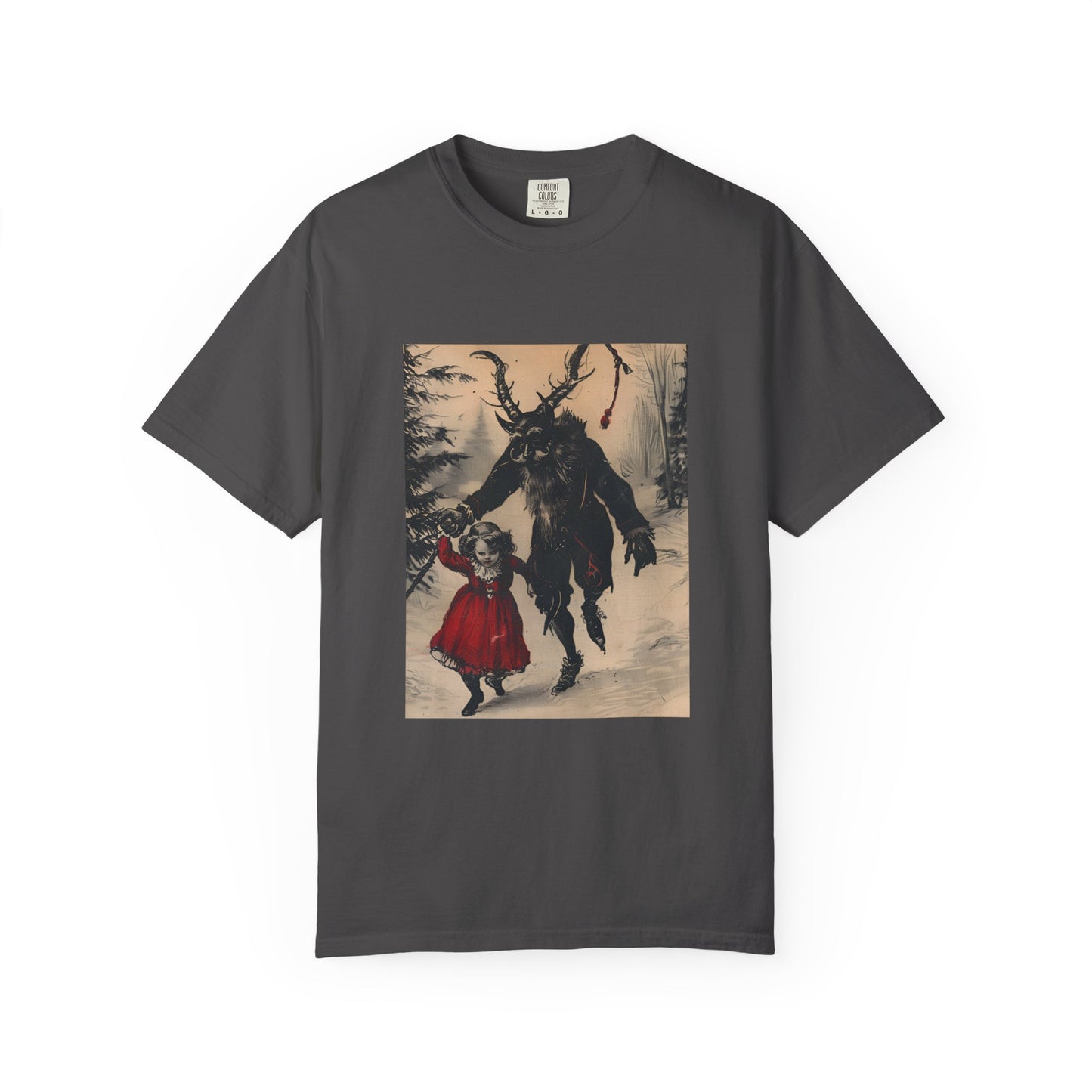 Stroll With Krampus Retro Holiday Horror Graphic Tee