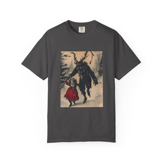 Stroll With Krampus Retro Holiday Horror Graphic Tee