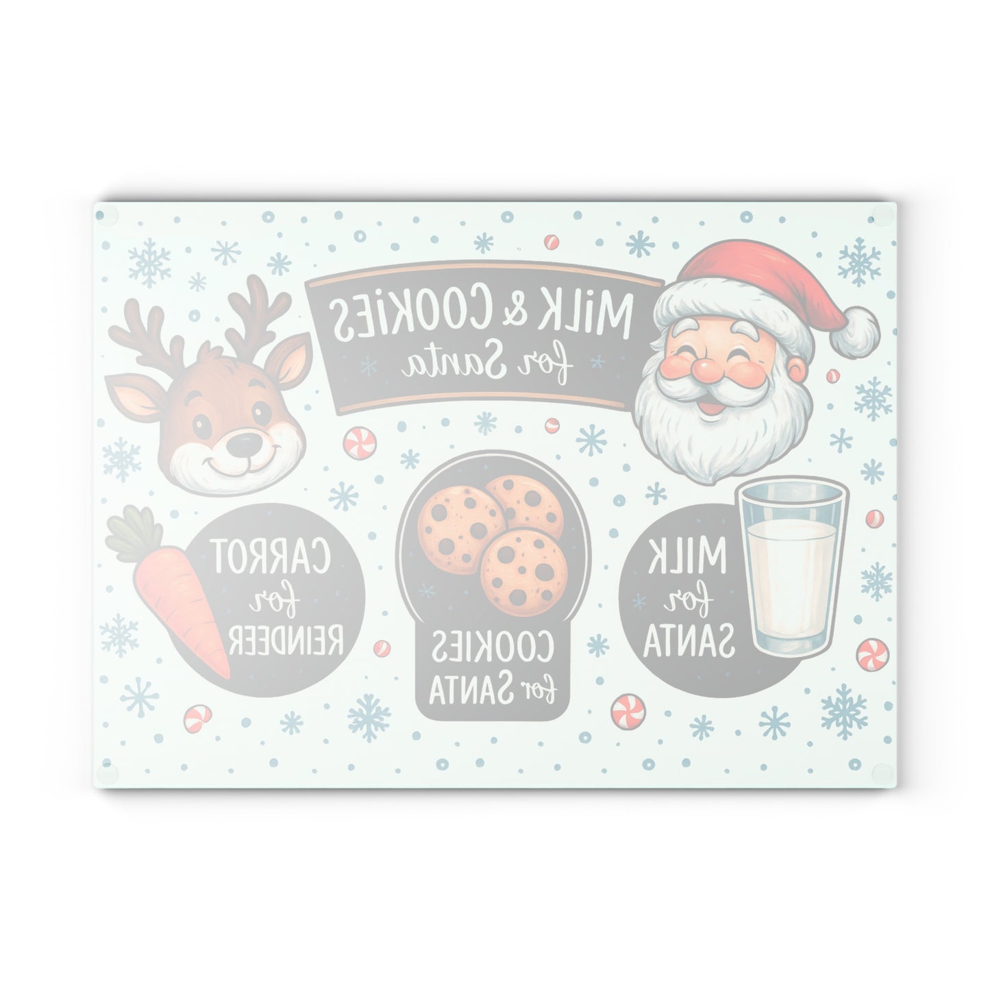 Festive Santa's Treats Glass Cutting Board - Holiday Kitchen Decor