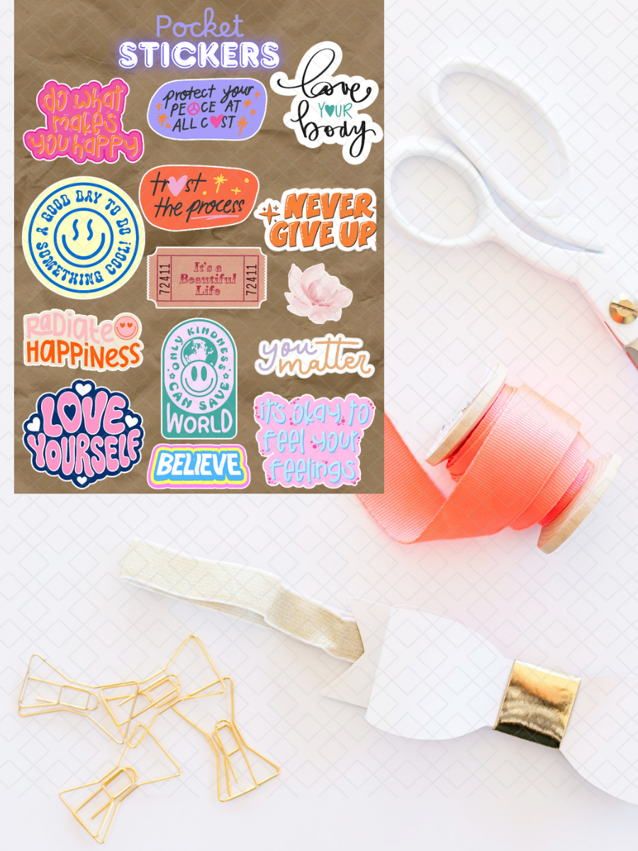 Positive Affirmations Quotes Pocket Stickers | 3"x 4" Mini Sticker Sheet for Journaling, Junk Journals, Scrapbooking, and more.