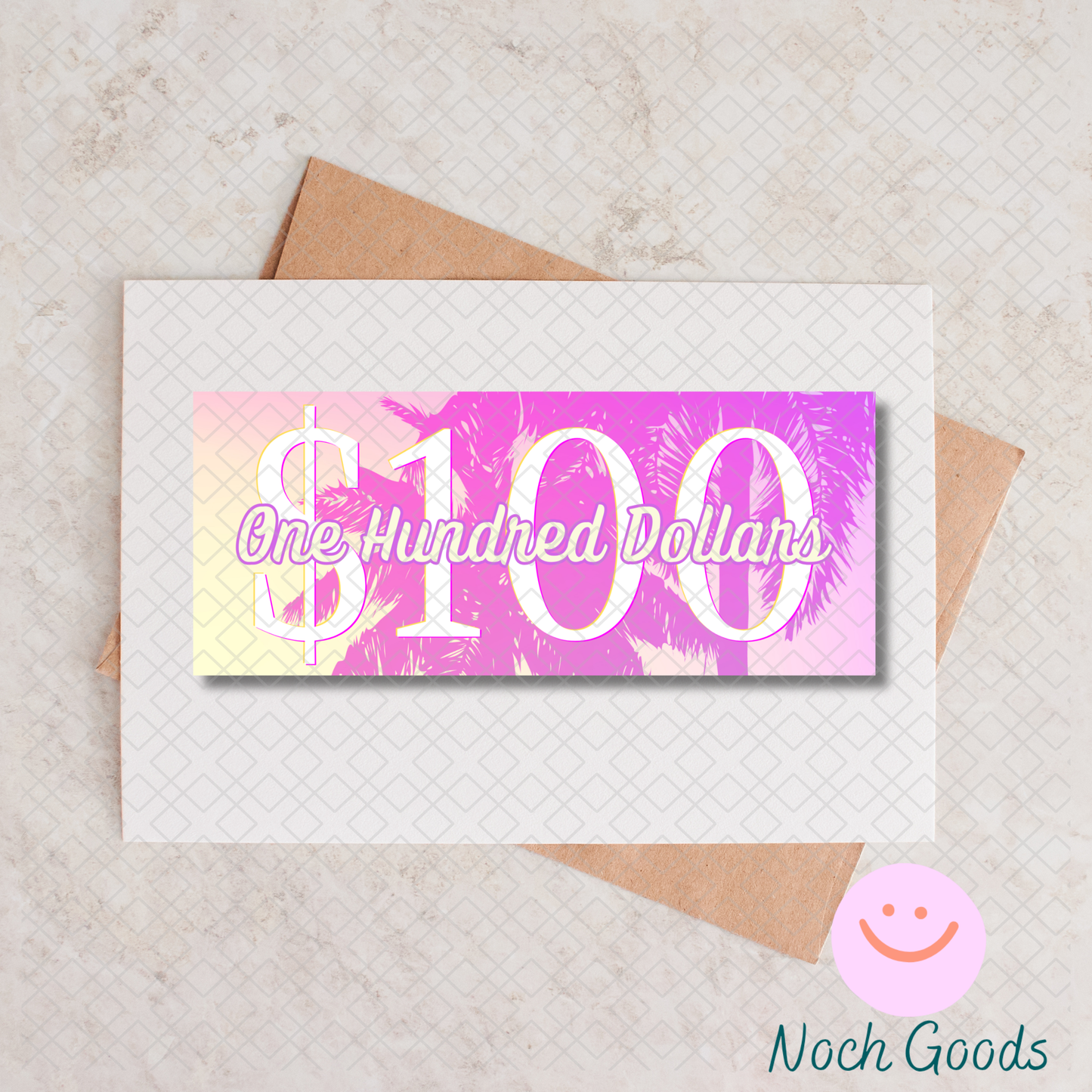 Pink Palm Trees Money Placeholder | Cash Stuffing & Budgeting