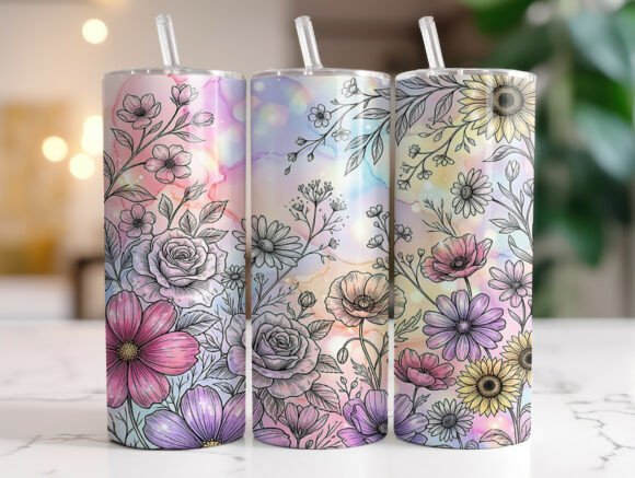 Pastel Wildflowers | Sublimation Wrap | 20oz Tumblers