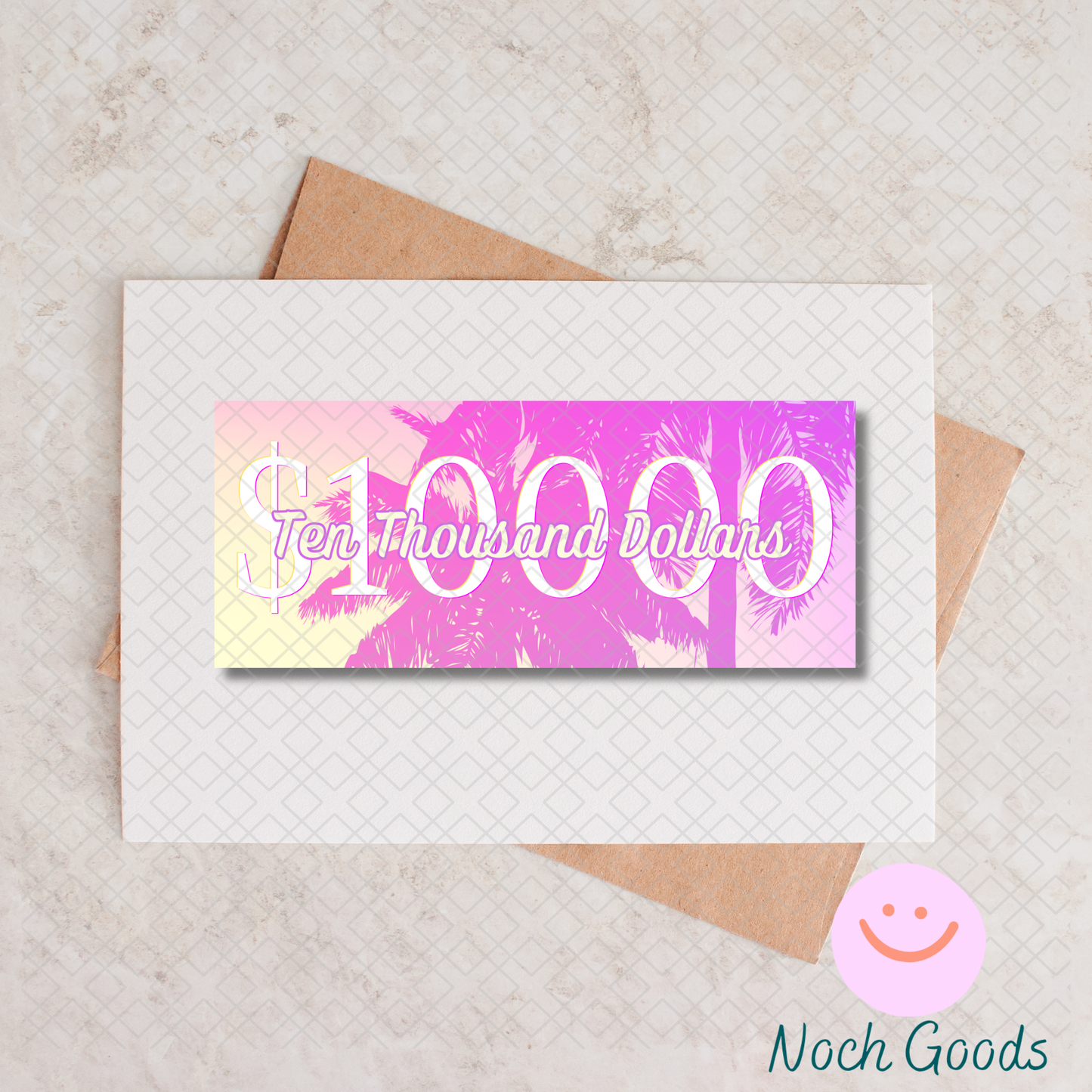 Pink Palm Trees Money Placeholder | Cash Stuffing & Budgeting