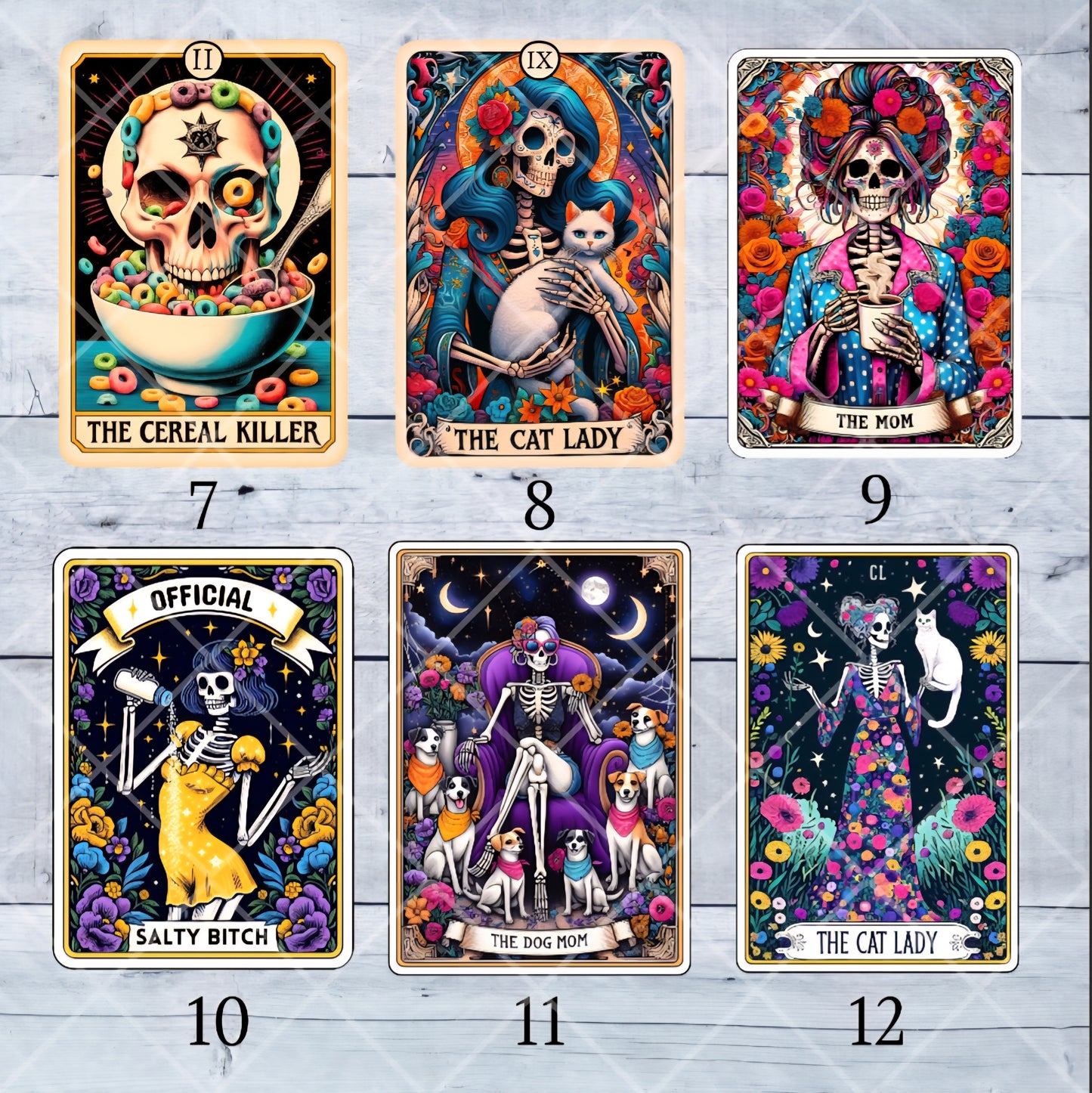 Funny Tarot Card Stickers 4"