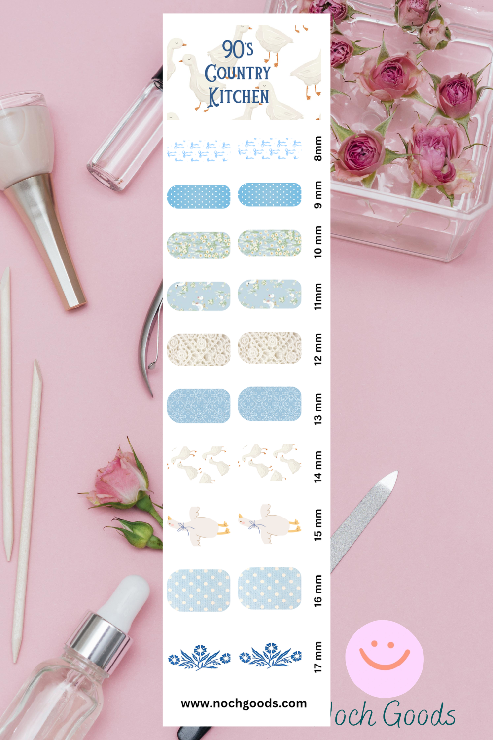 90's County Kitchen Nail Art Template | DIY Nail Art | Waterslide Decal Template