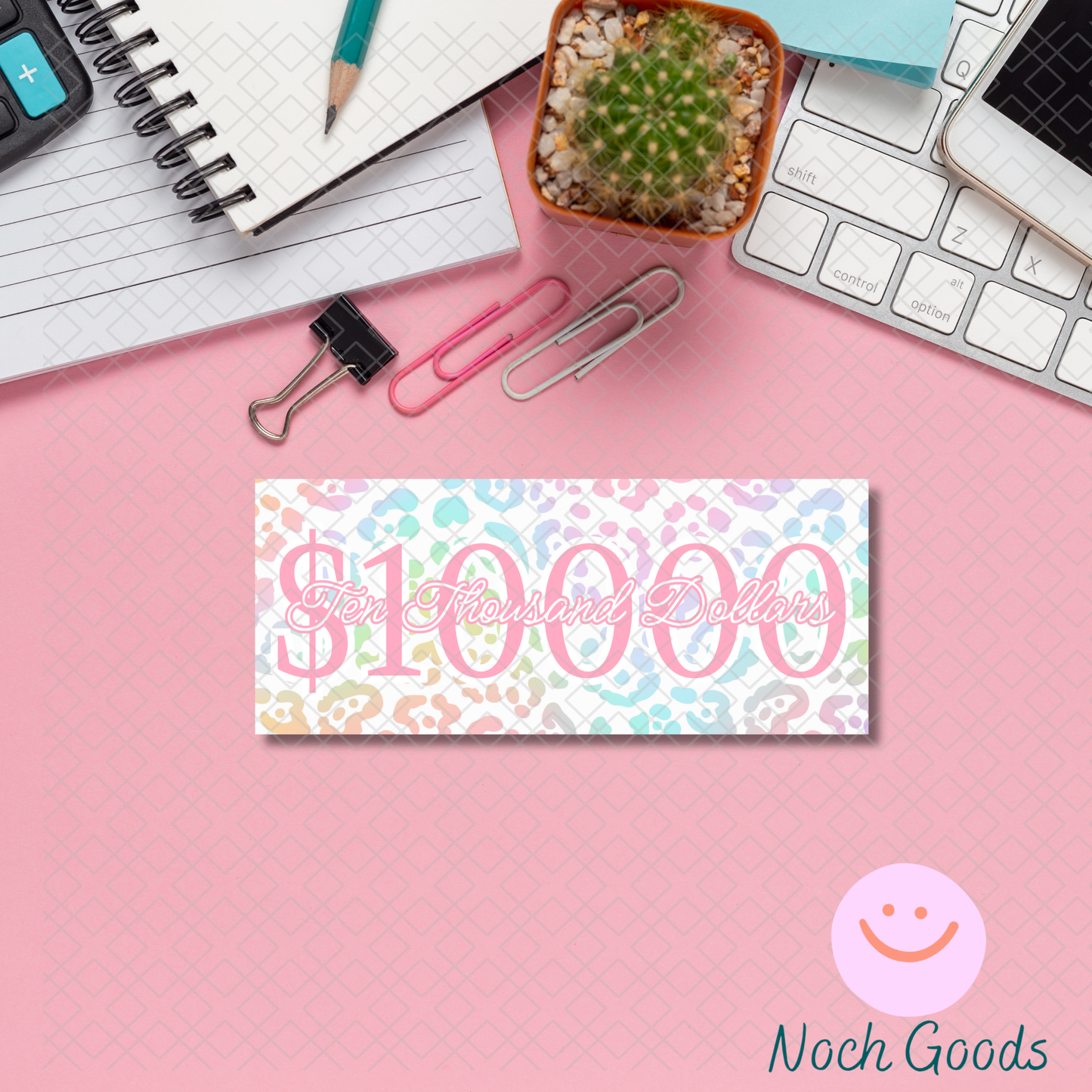Pastel Neon Animal Print Money Placeholder | Cash Stuffing & Budgeting