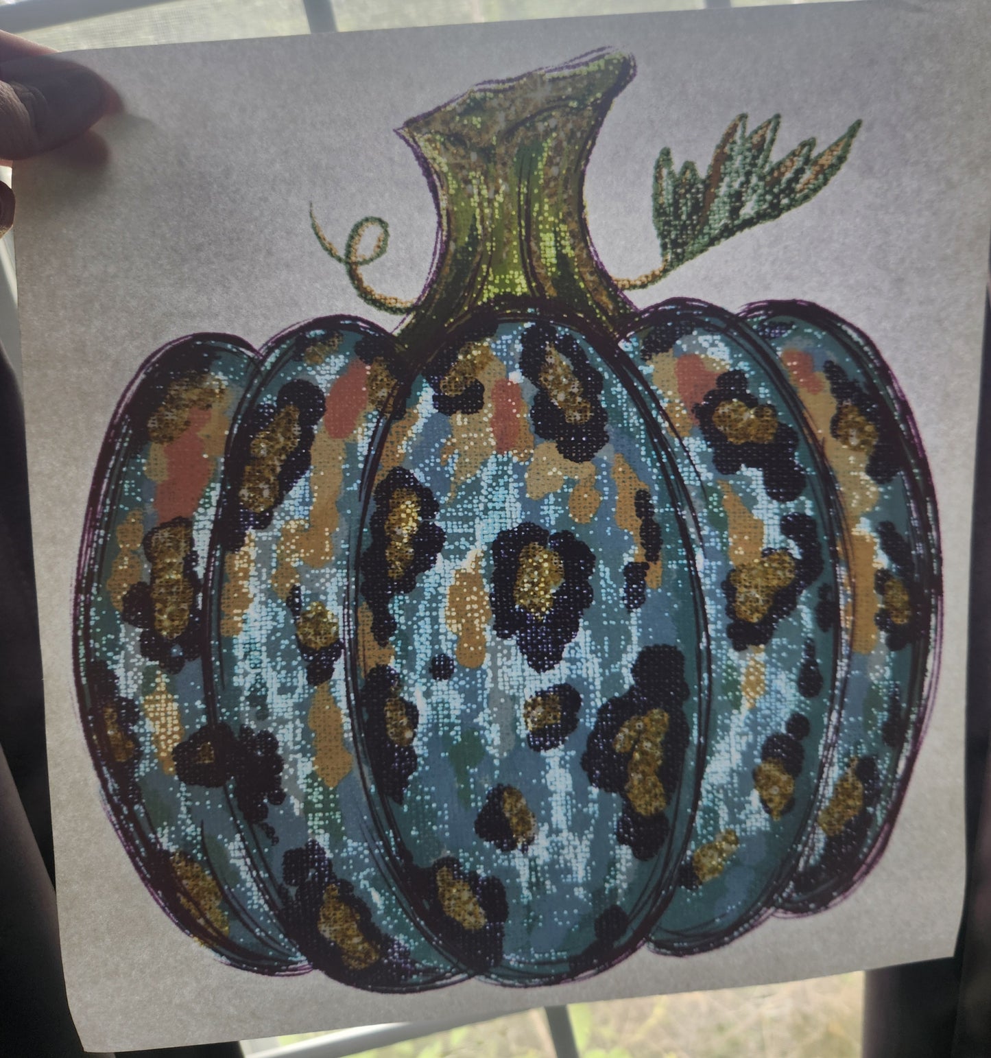 Blue Leopard Pumpkin| Multicolor | Screenprint Transfer