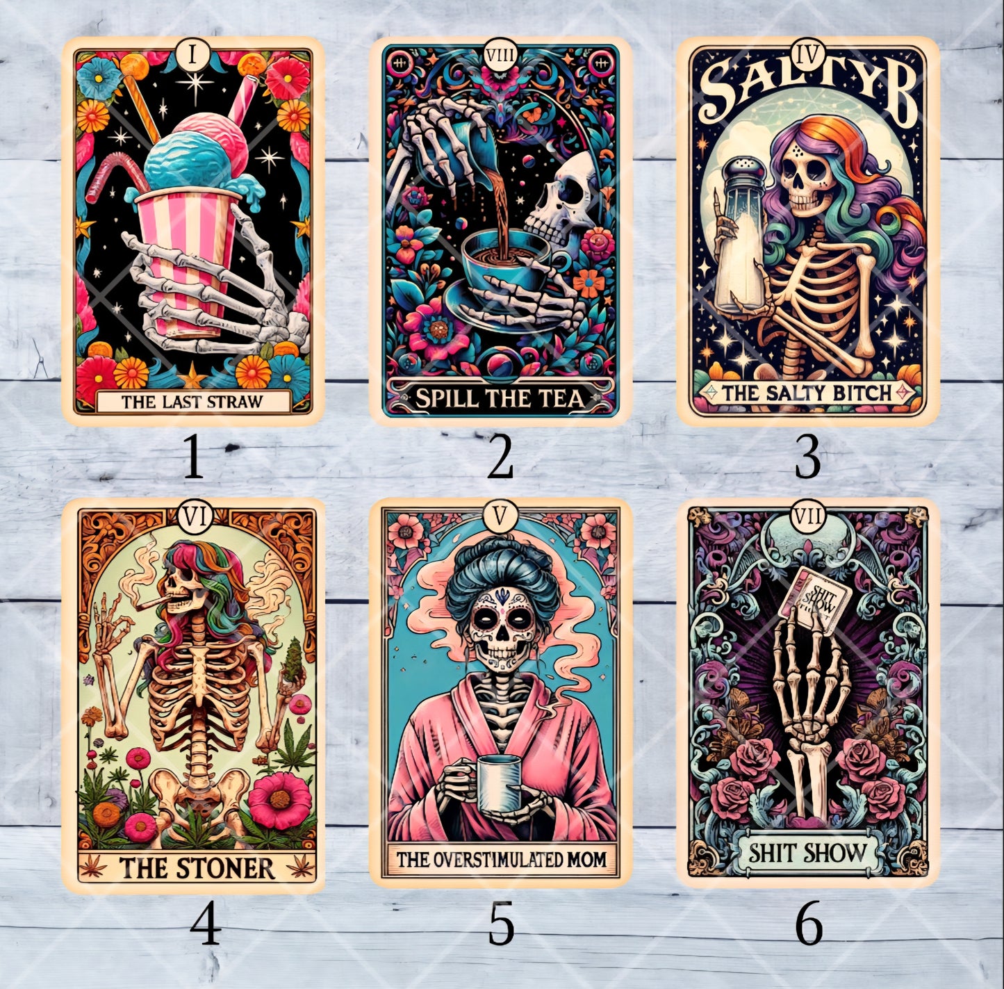 Funny Tarot Card Stickers 4"