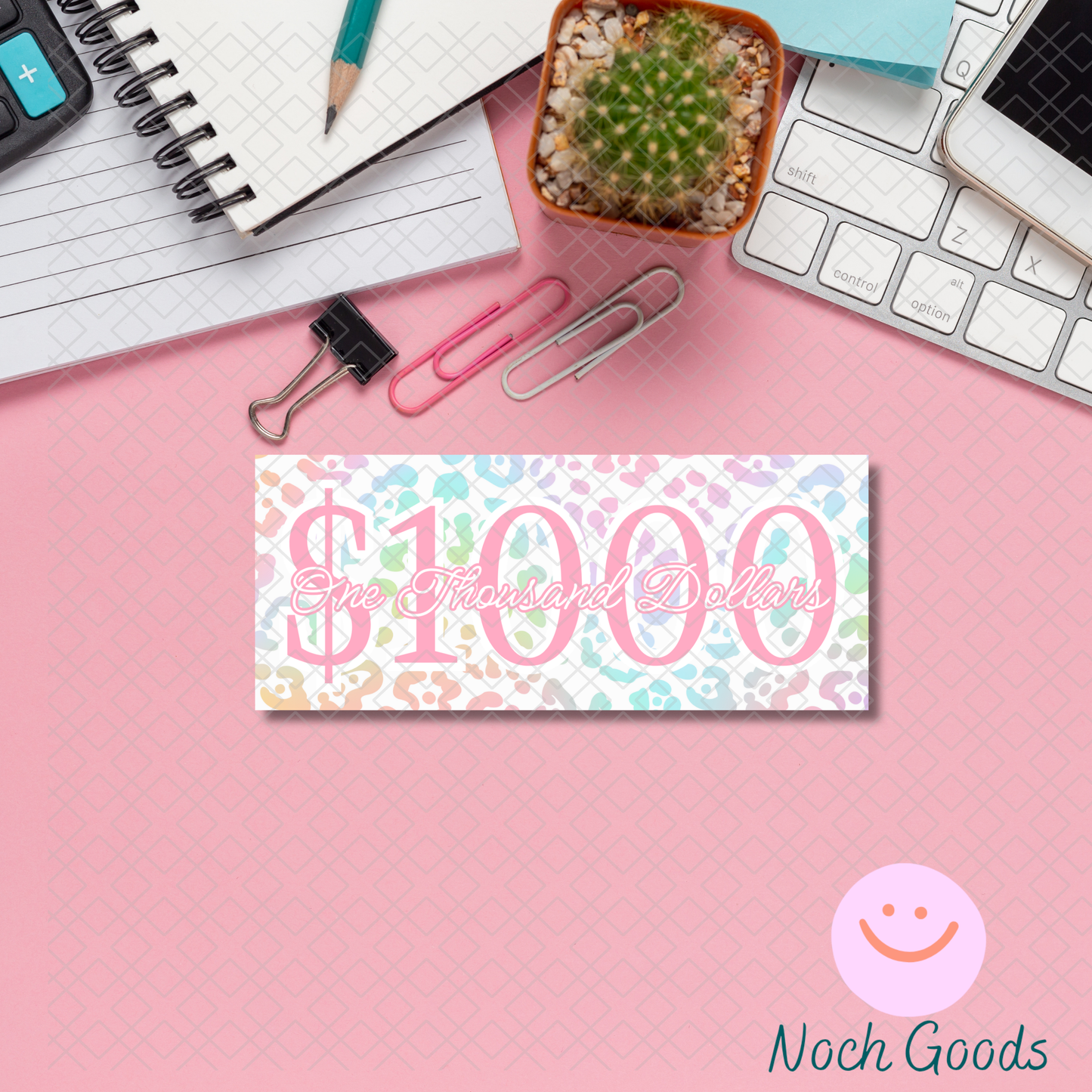 Pastel Neon Animal Print Money Placeholder | Cash Stuffing & Budgeting