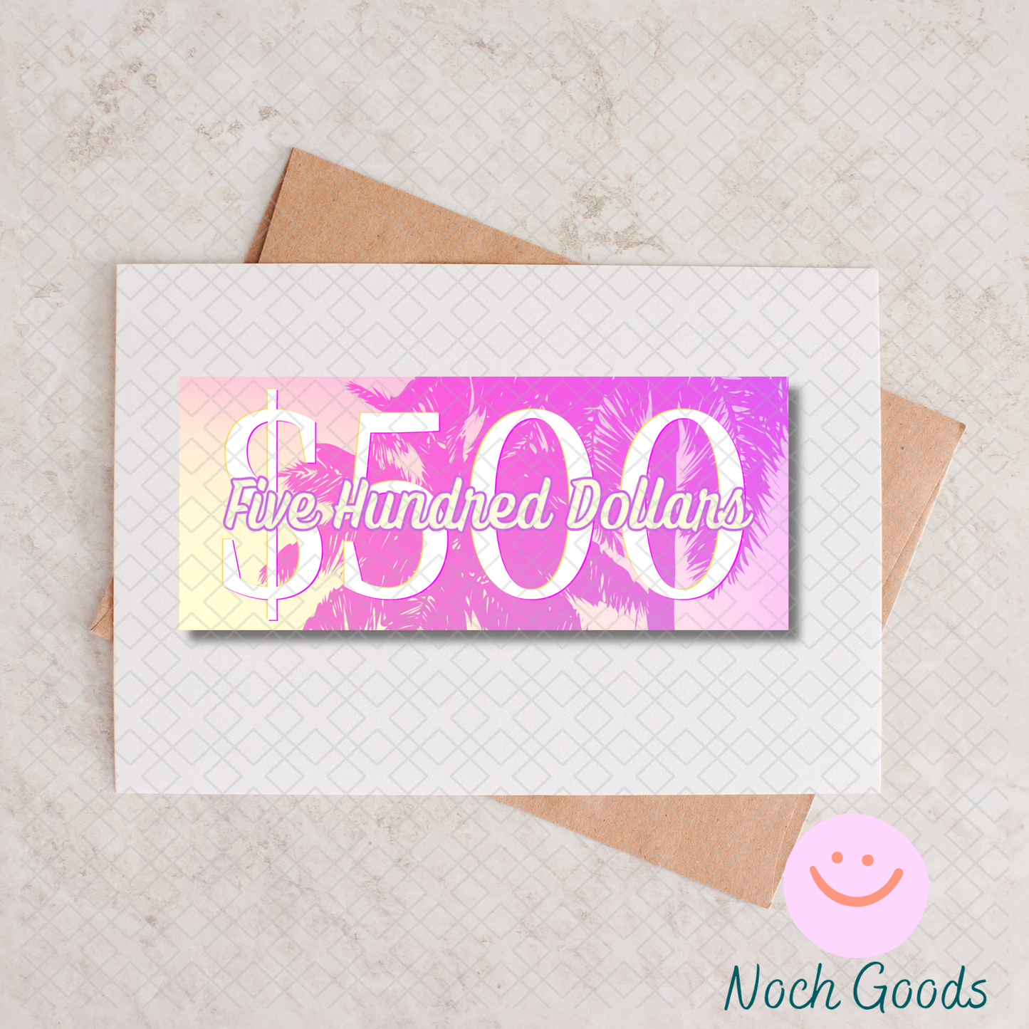 Pink Palm Trees Money Placeholder | Cash Stuffing & Budgeting