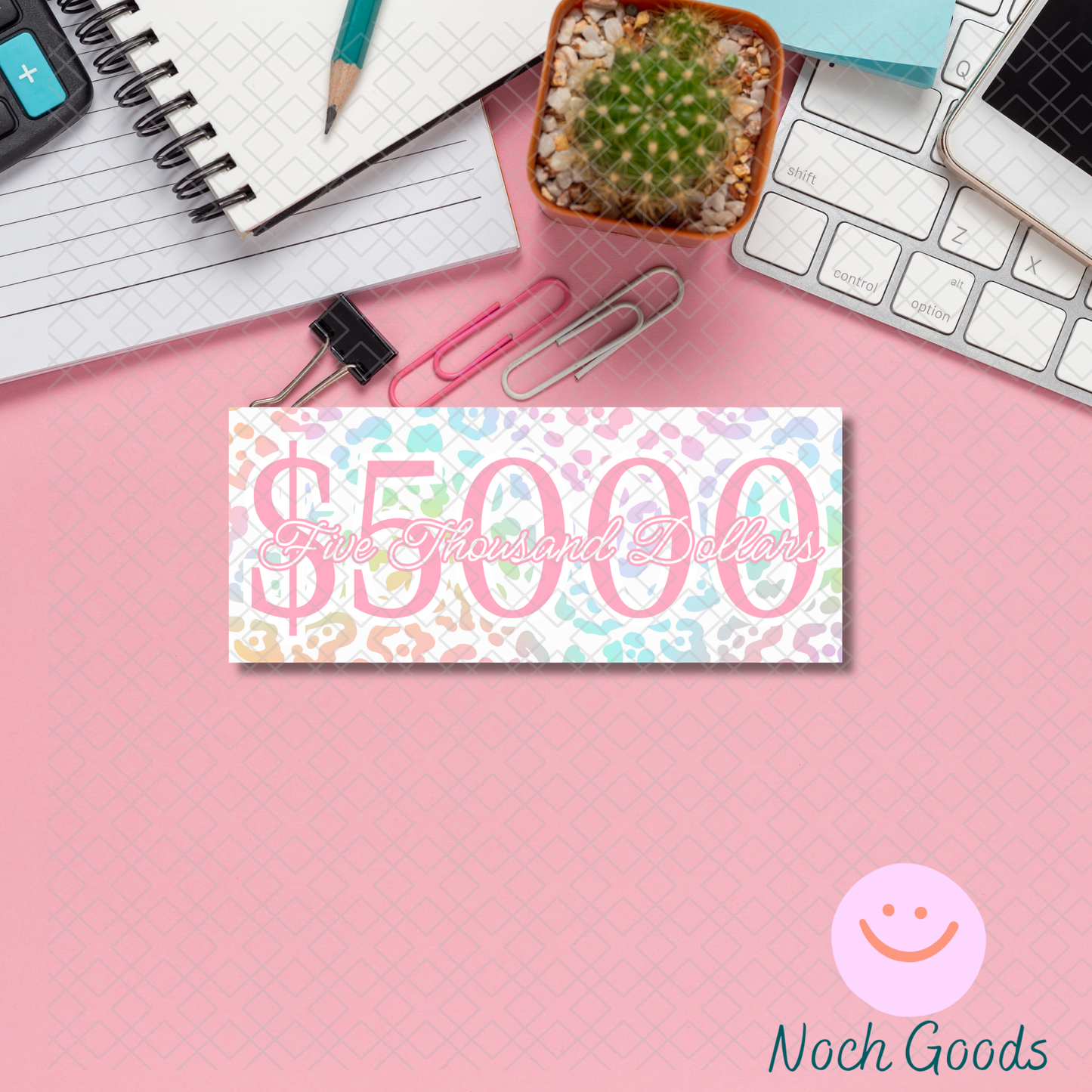 Pastel Neon Animal Print Money Placeholder | Cash Stuffing & Budgeting