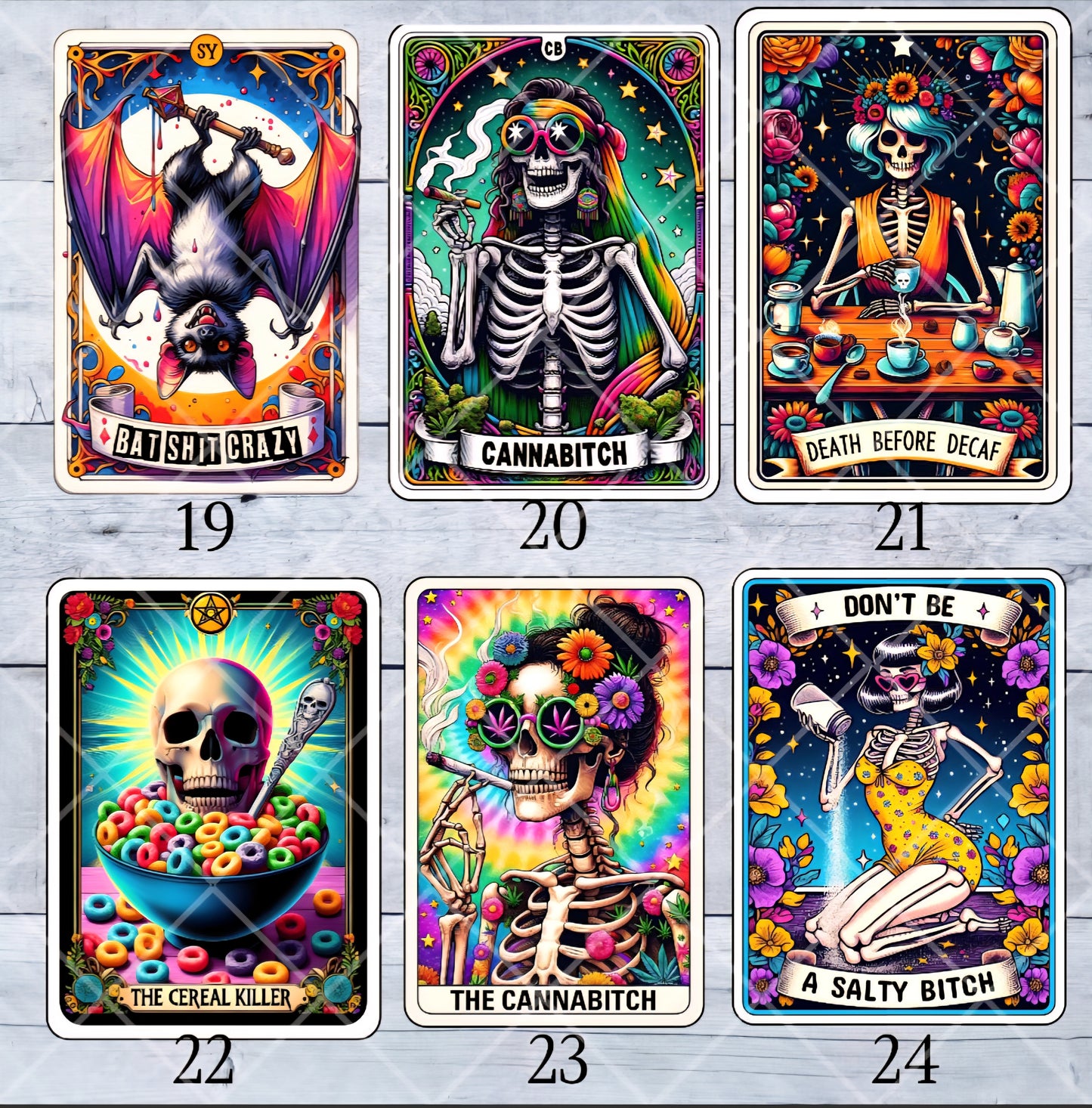 Funny Tarot Card Stickers 4"