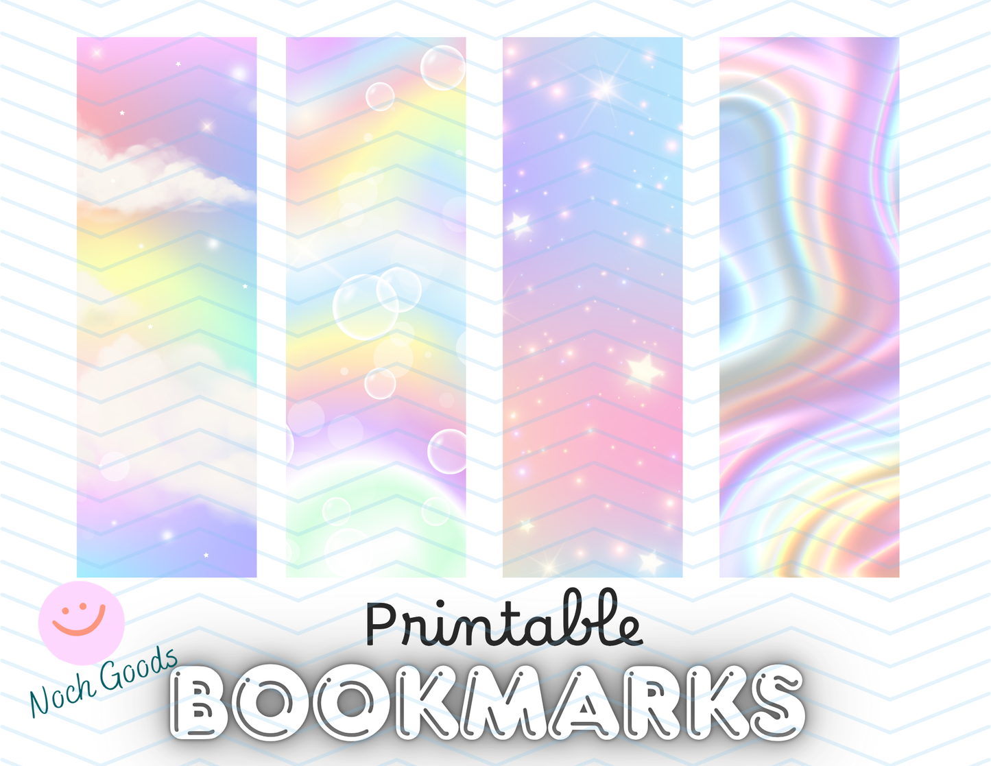 Retro 90's Holographic Printable Bookmarks