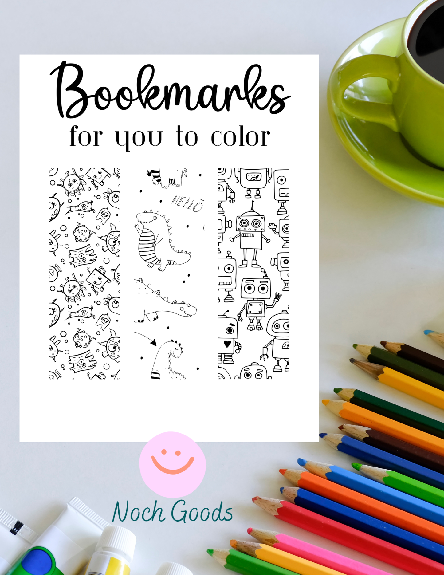Printable Colorable Bookmarks