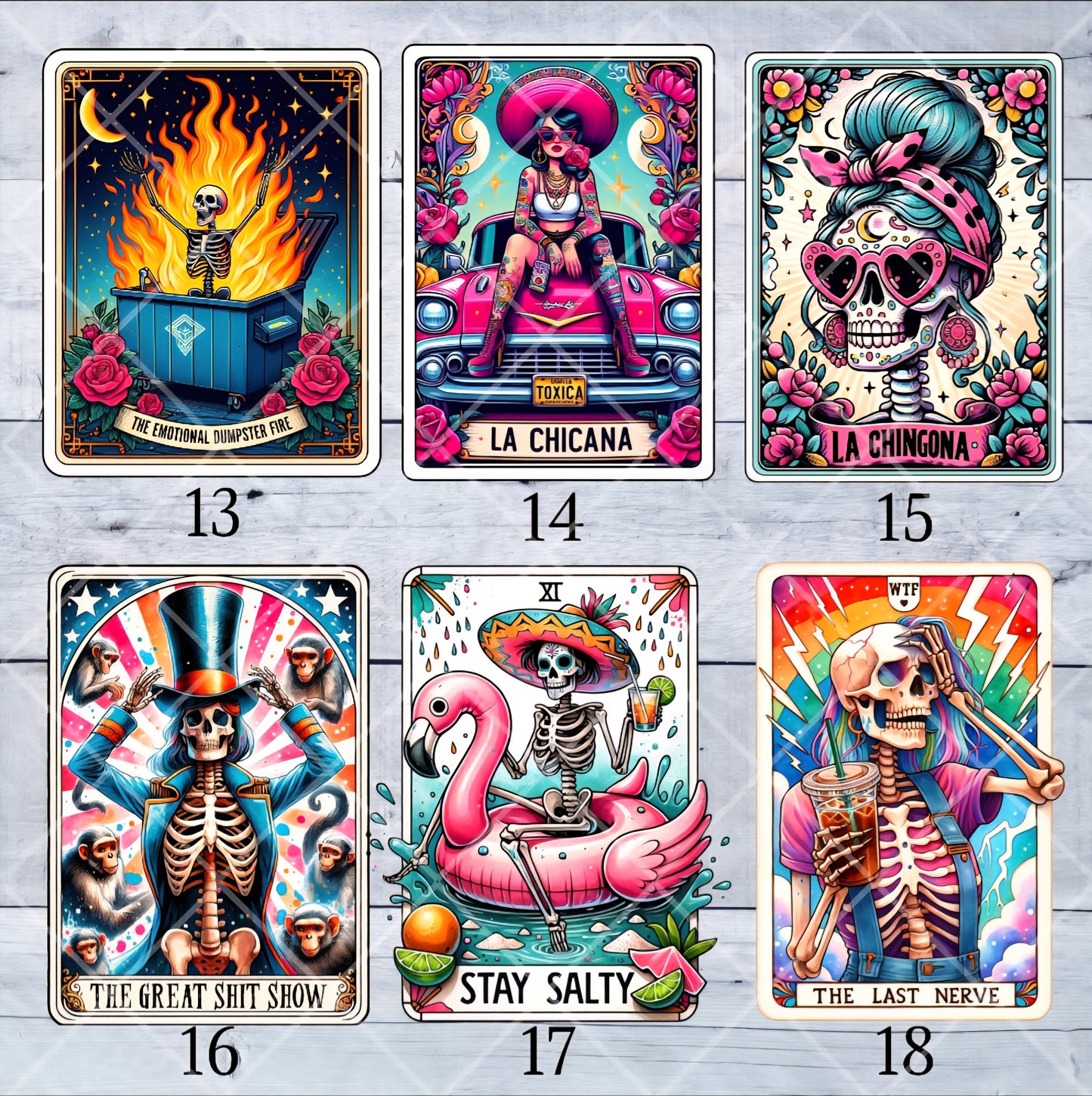Funny Tarot Card Stickers 4"