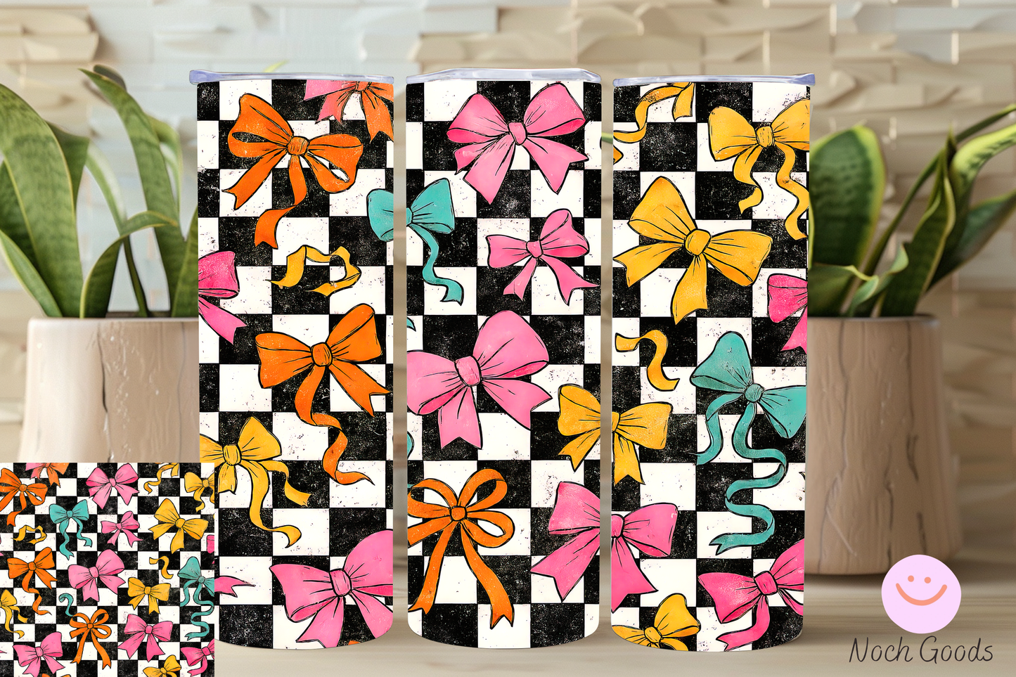 Checkered Bows | Sublimation Wrap | 20oz Tumblers