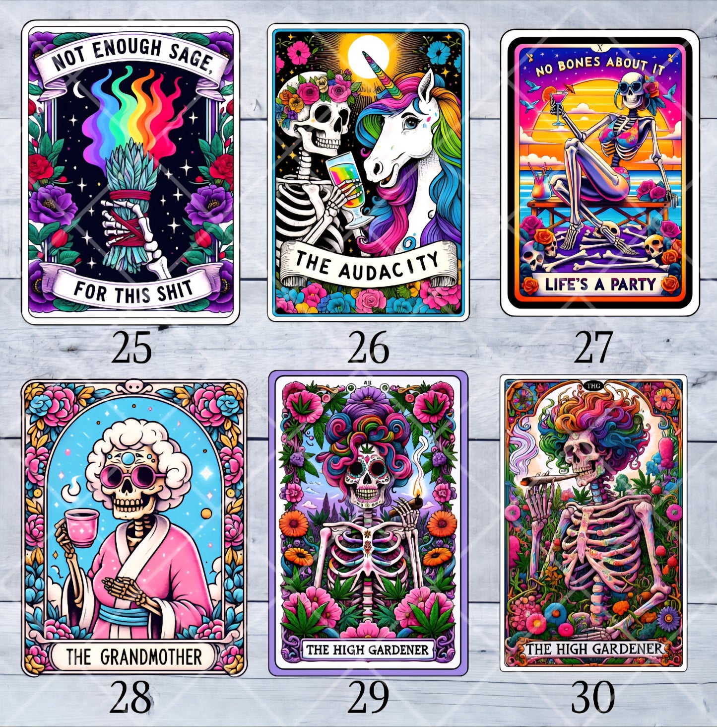Funny Tarot Card Stickers 4"