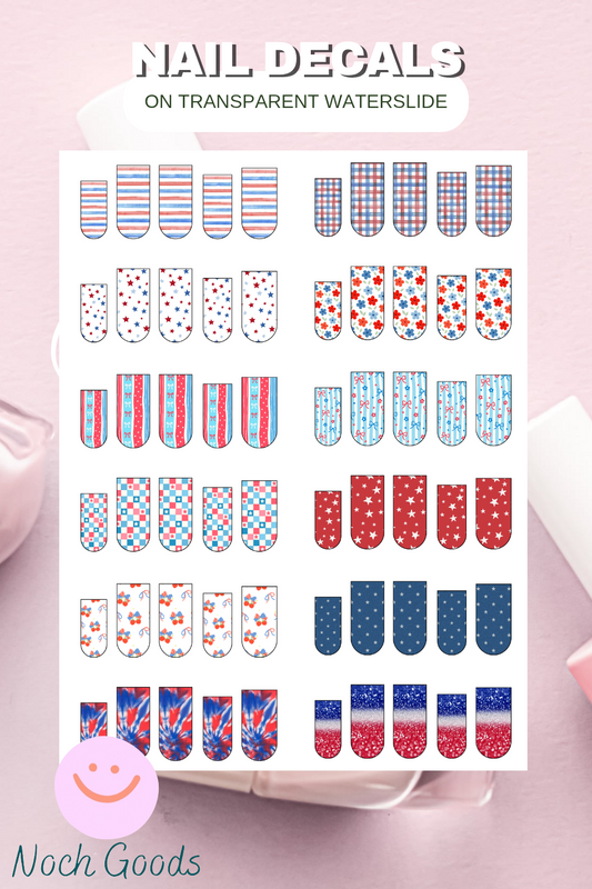 Red, White, & Blue Waterslide Nail Decals