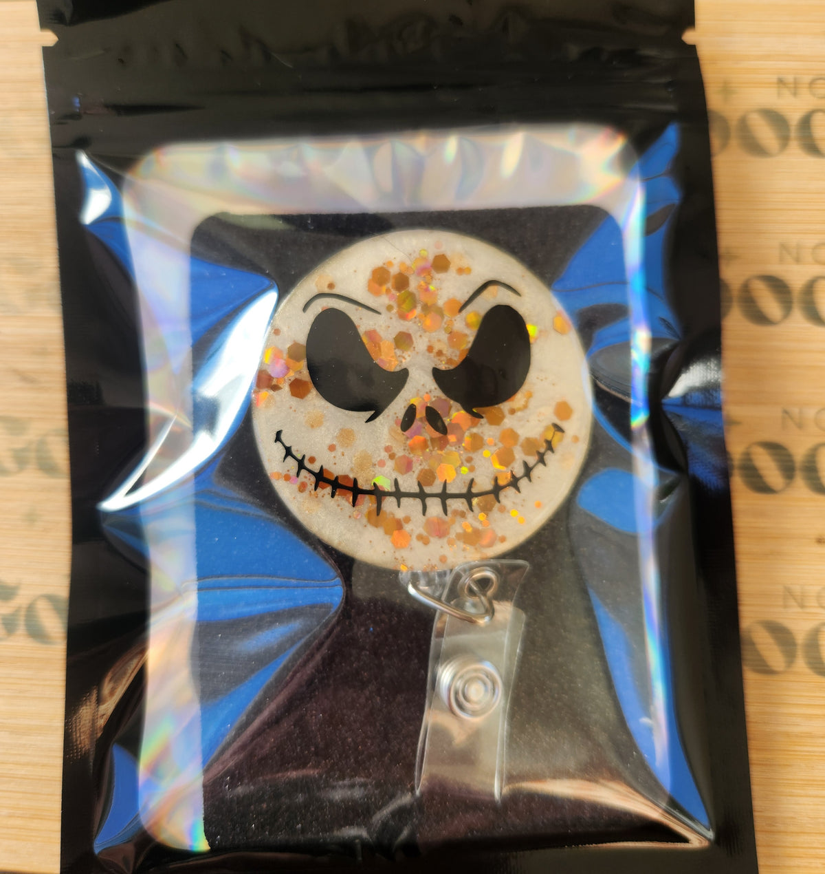 Orange Glitter Halloween King | Badge Reel