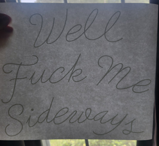 Well Fuck Me Sideways | Single Color (White) | Screenprint Transfer