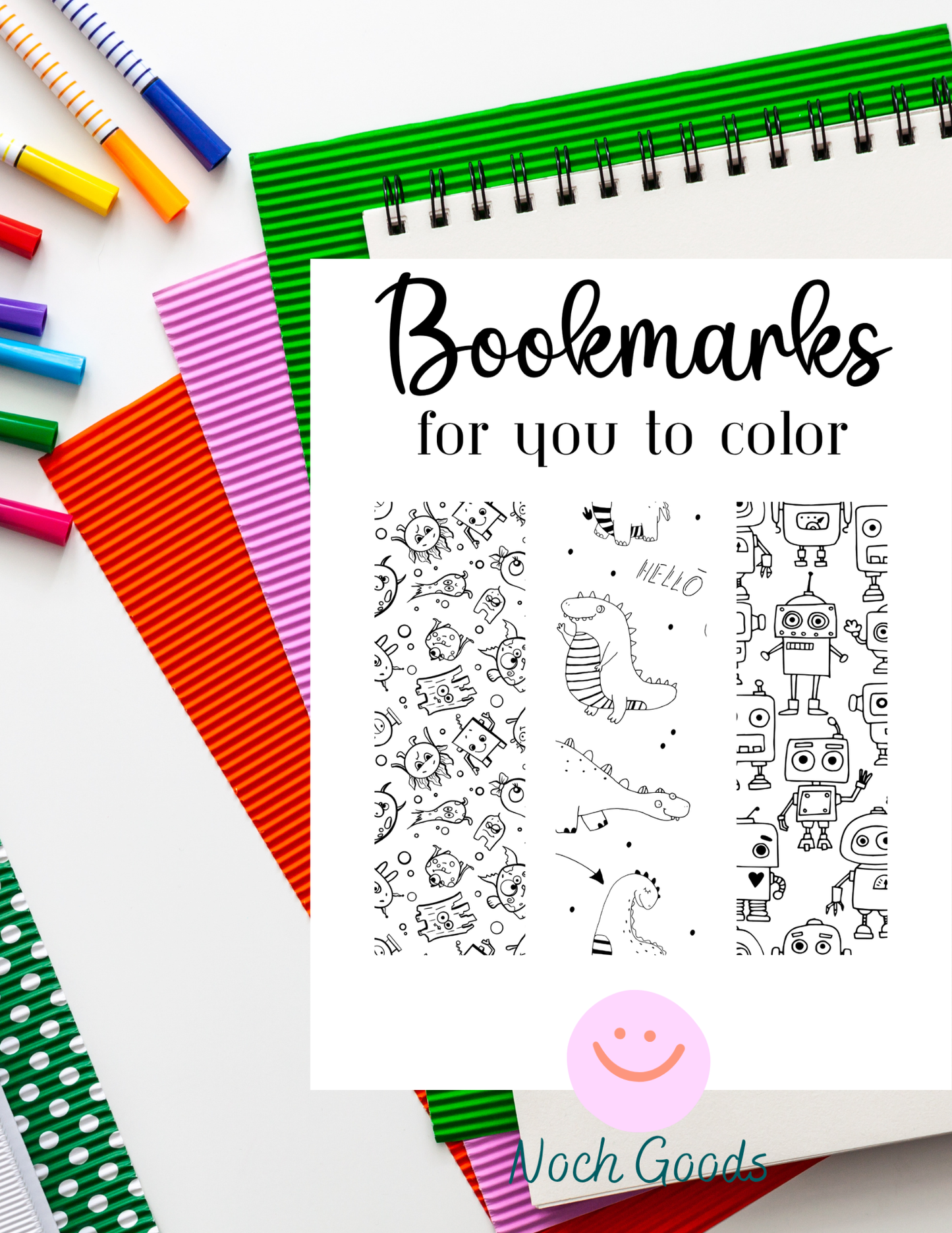 Printable Colorable Bookmarks