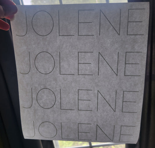 Jolene | Single Color (White) | Screenprint Transfer