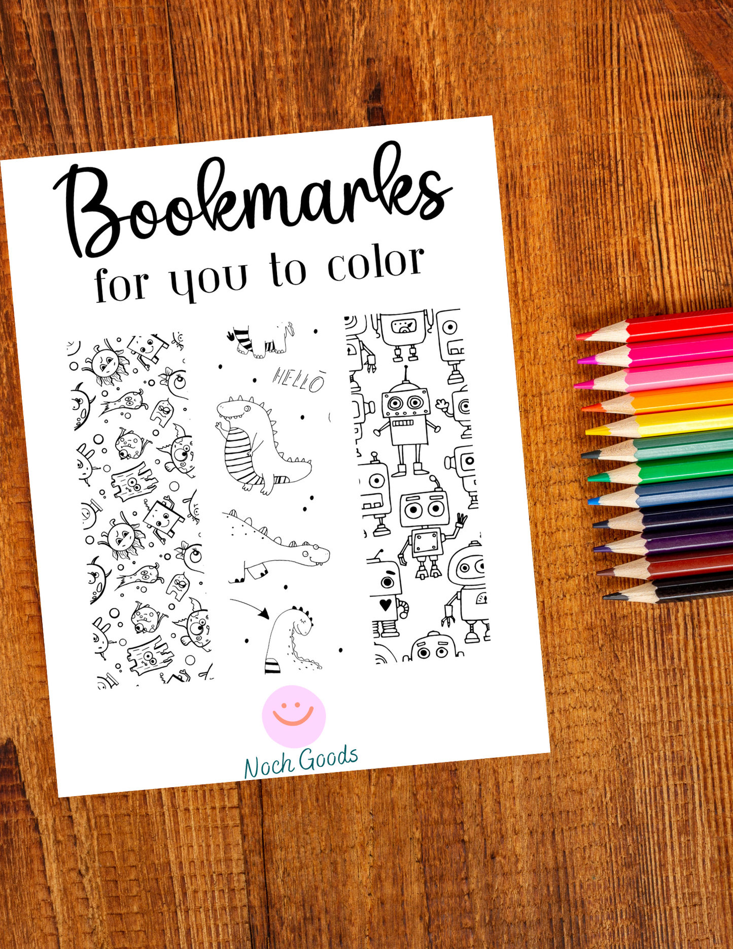 Printable Colorable Bookmarks
